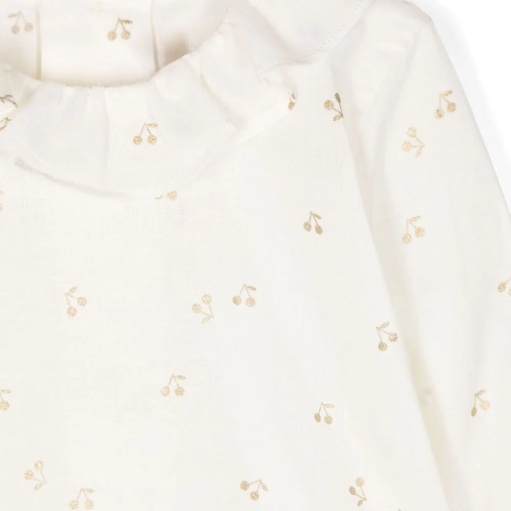Baby Girls Beige Cherry Printed Cotton Blouse