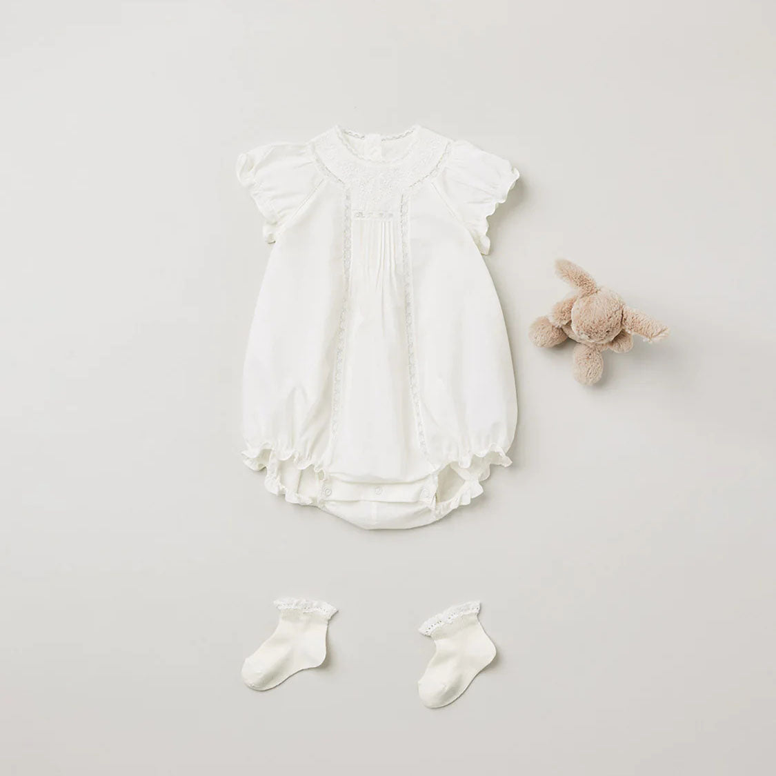 Baby Girls White Cotton Babysuit