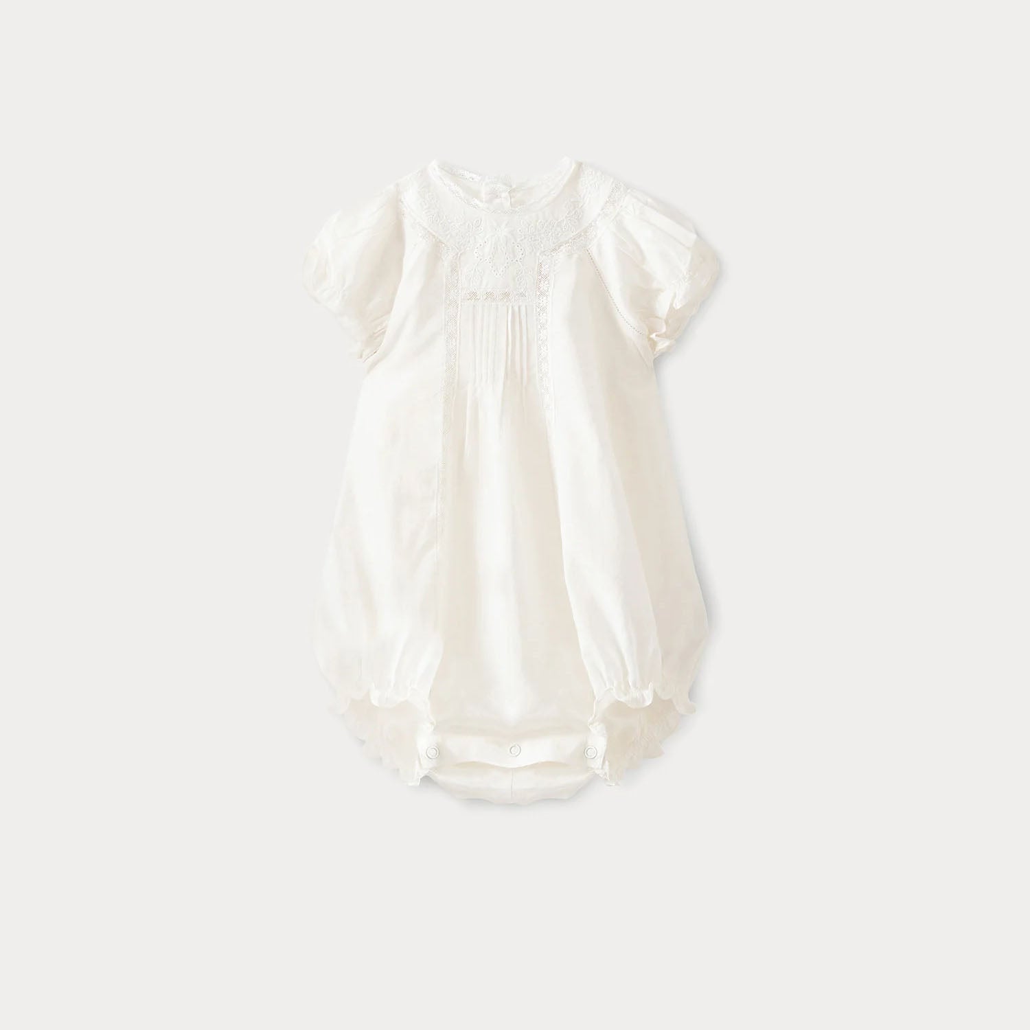 Baby Girls White Cotton Babysuit