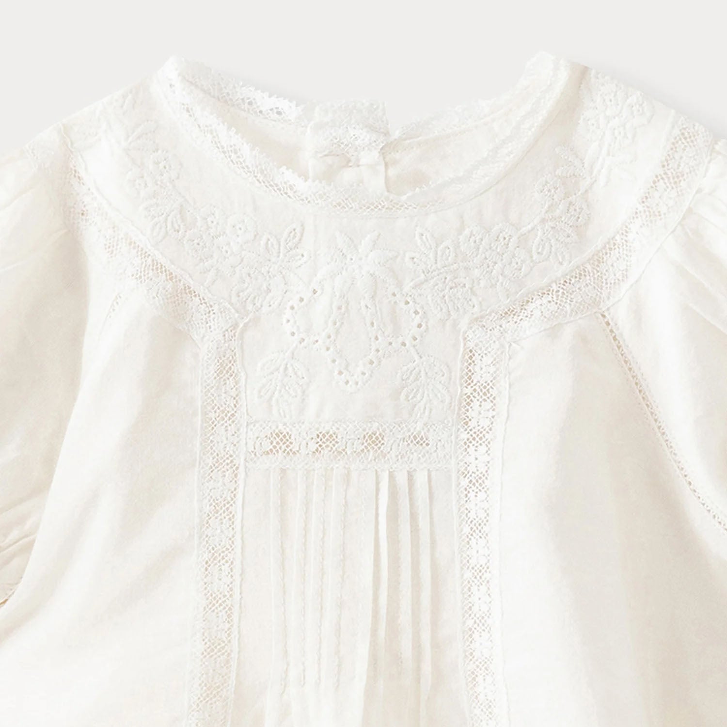 Baby Girls White Cotton Babysuit
