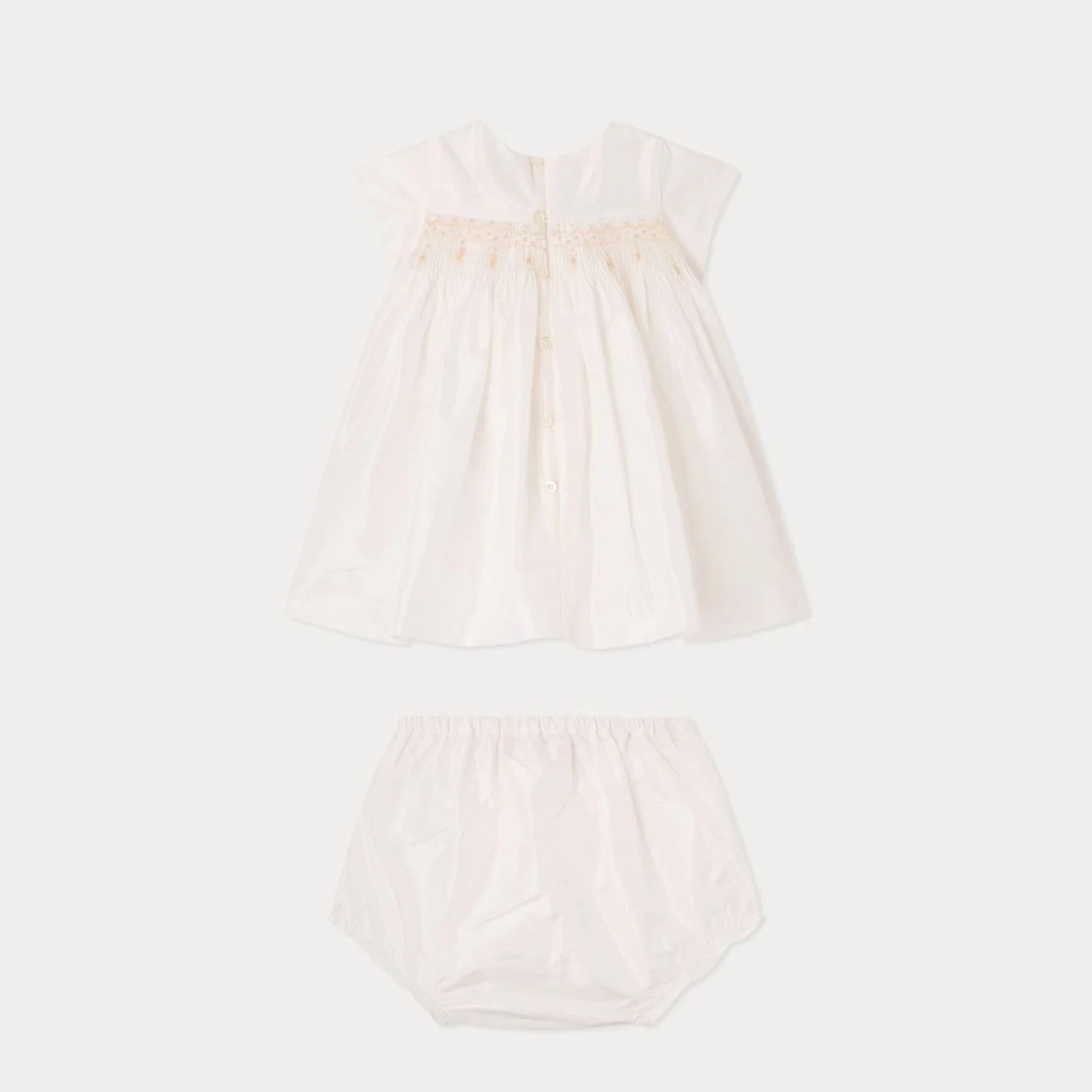 Baby Girls White Silk Dress Set
