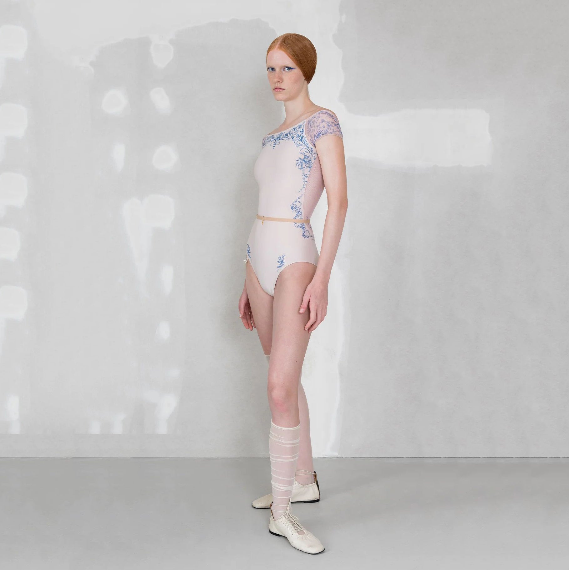 Women Pearl Blush "PORCELAIN SKIN" Ballet Onesies(252LE25VC/pearl blush/cobalt blue)