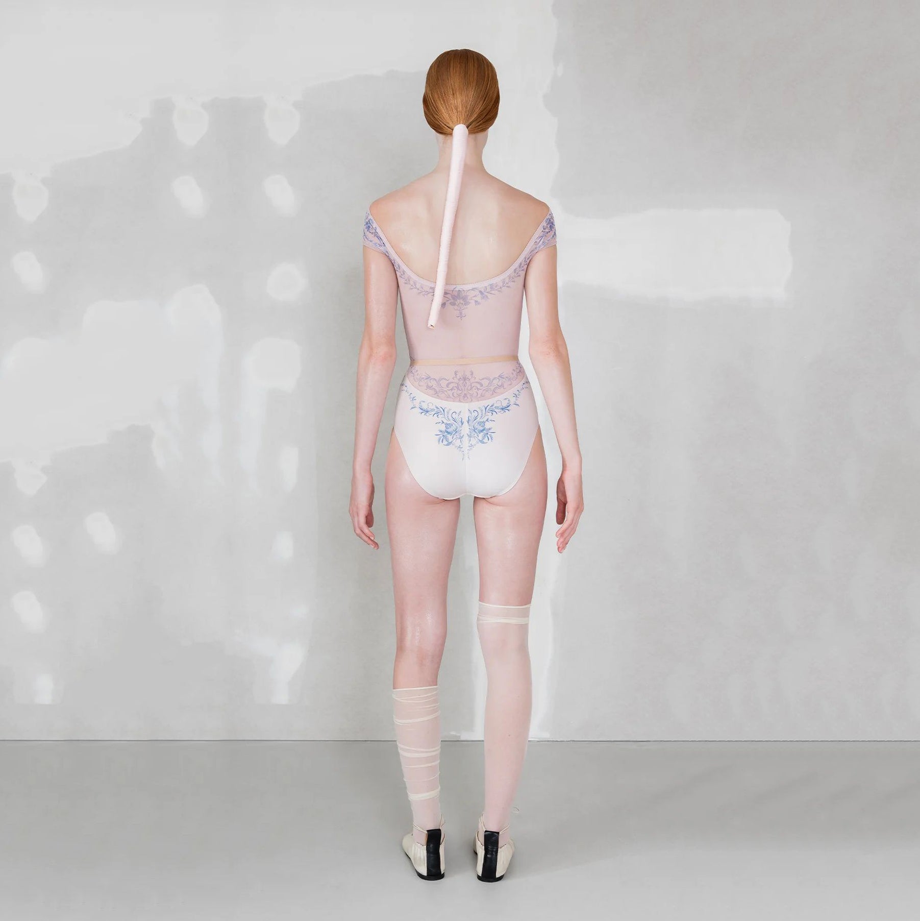 Women Pearl Blush "PORCELAIN SKIN" Ballet Onesies(252LE25VC/pearl blush/cobalt blue)