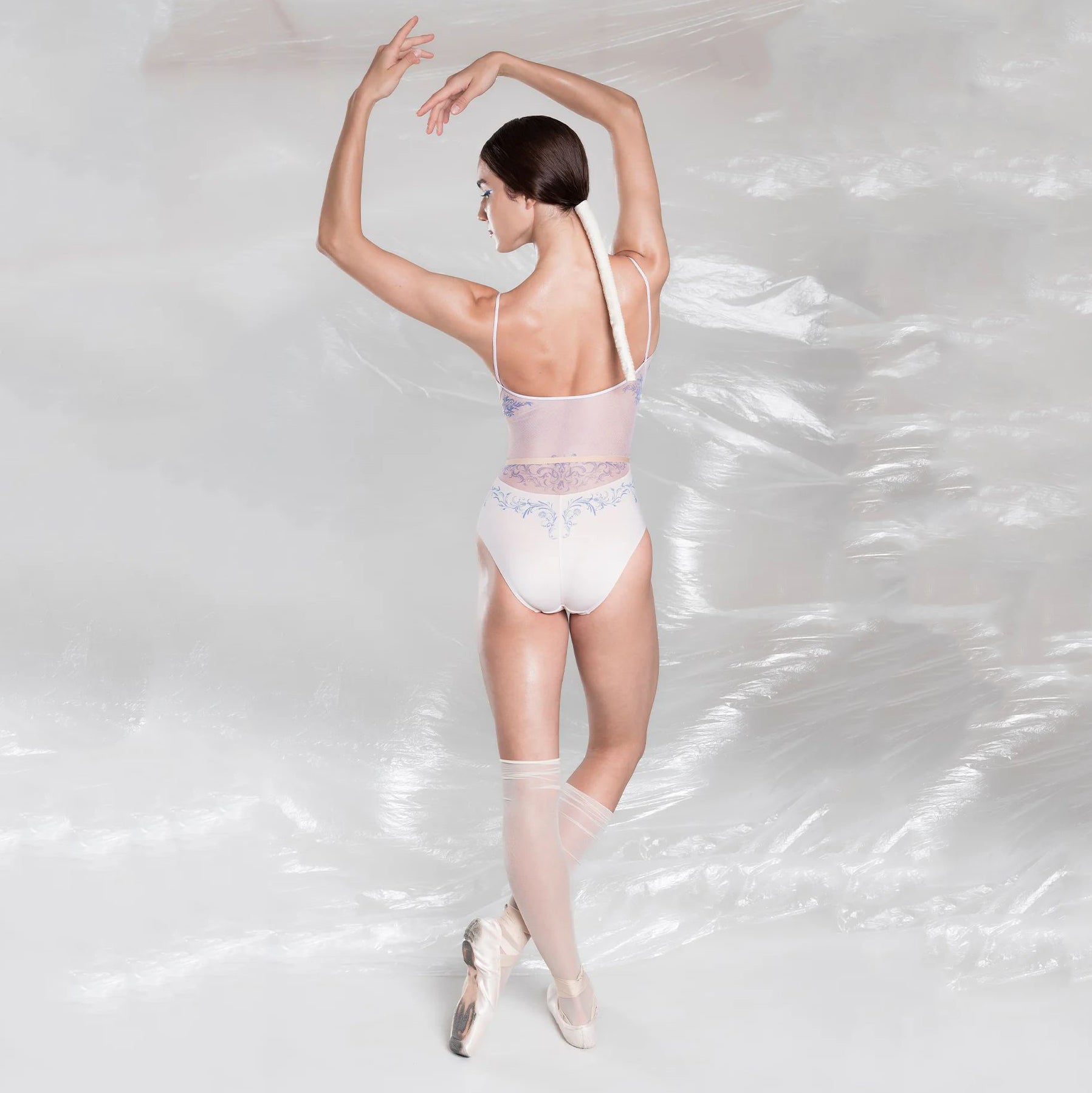 Women Pearl Blush "PORCELAIN SKIN" Ballet Onesies(252LE08VC/pearl blush/cobalt blue)