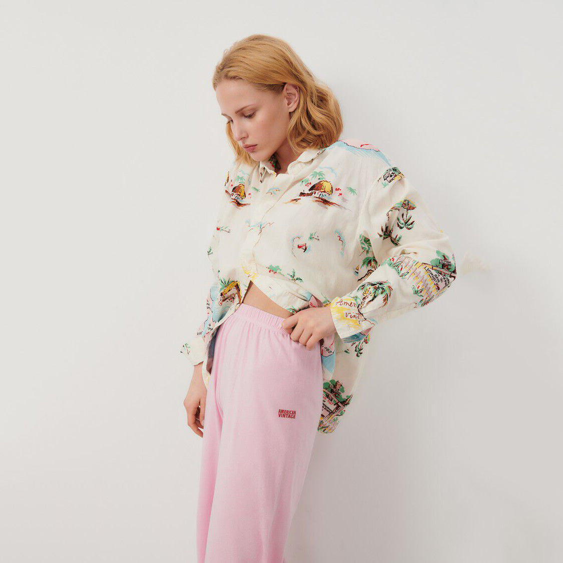 Women Light Pink Cotton Trousers