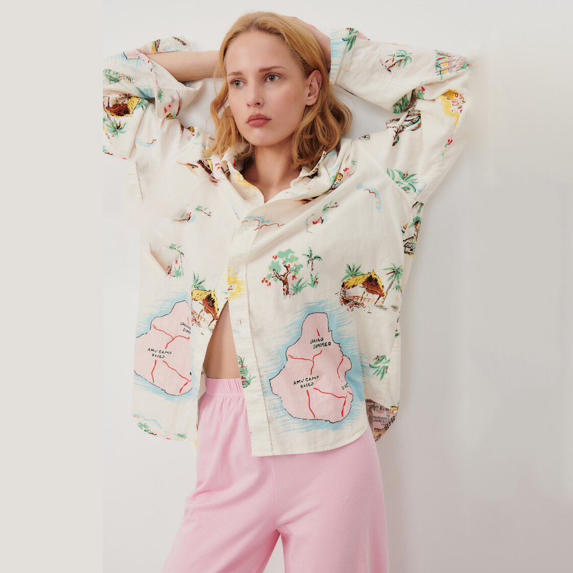 Women Light Pink Cotton Trousers