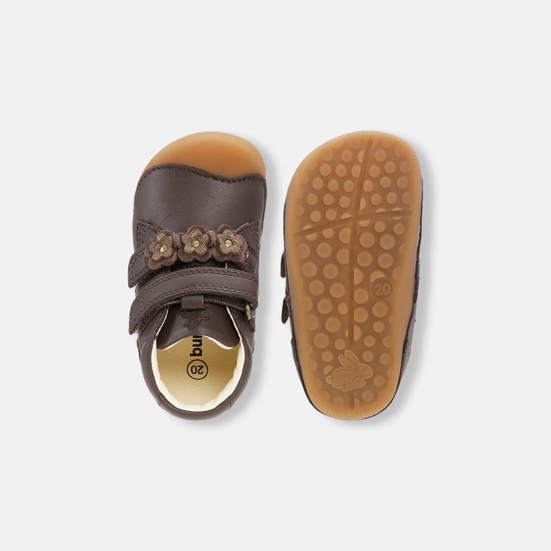 Baby Girls Dark Brown "Petit Flower" Shoes