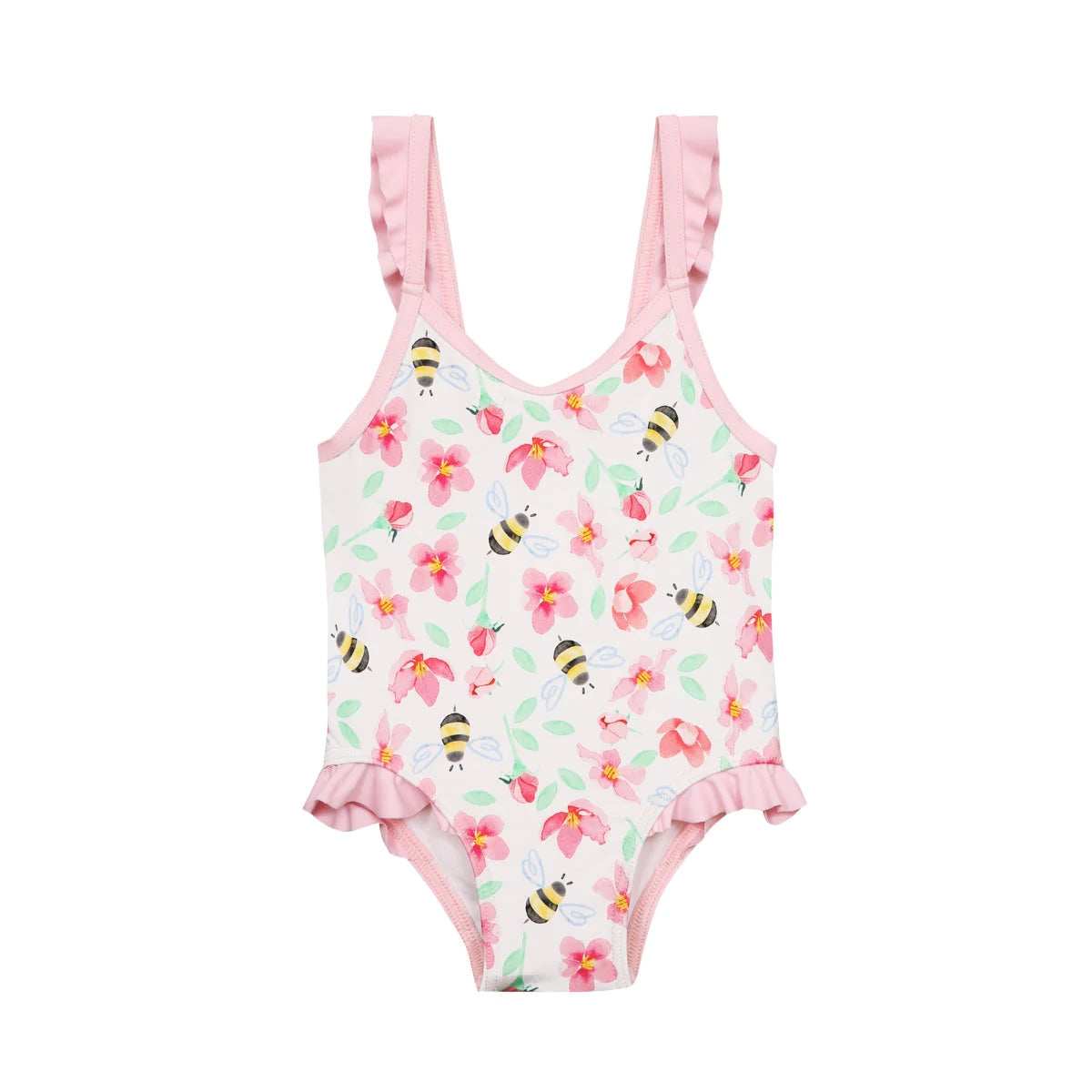 Girls Pink Floral Swimsuit