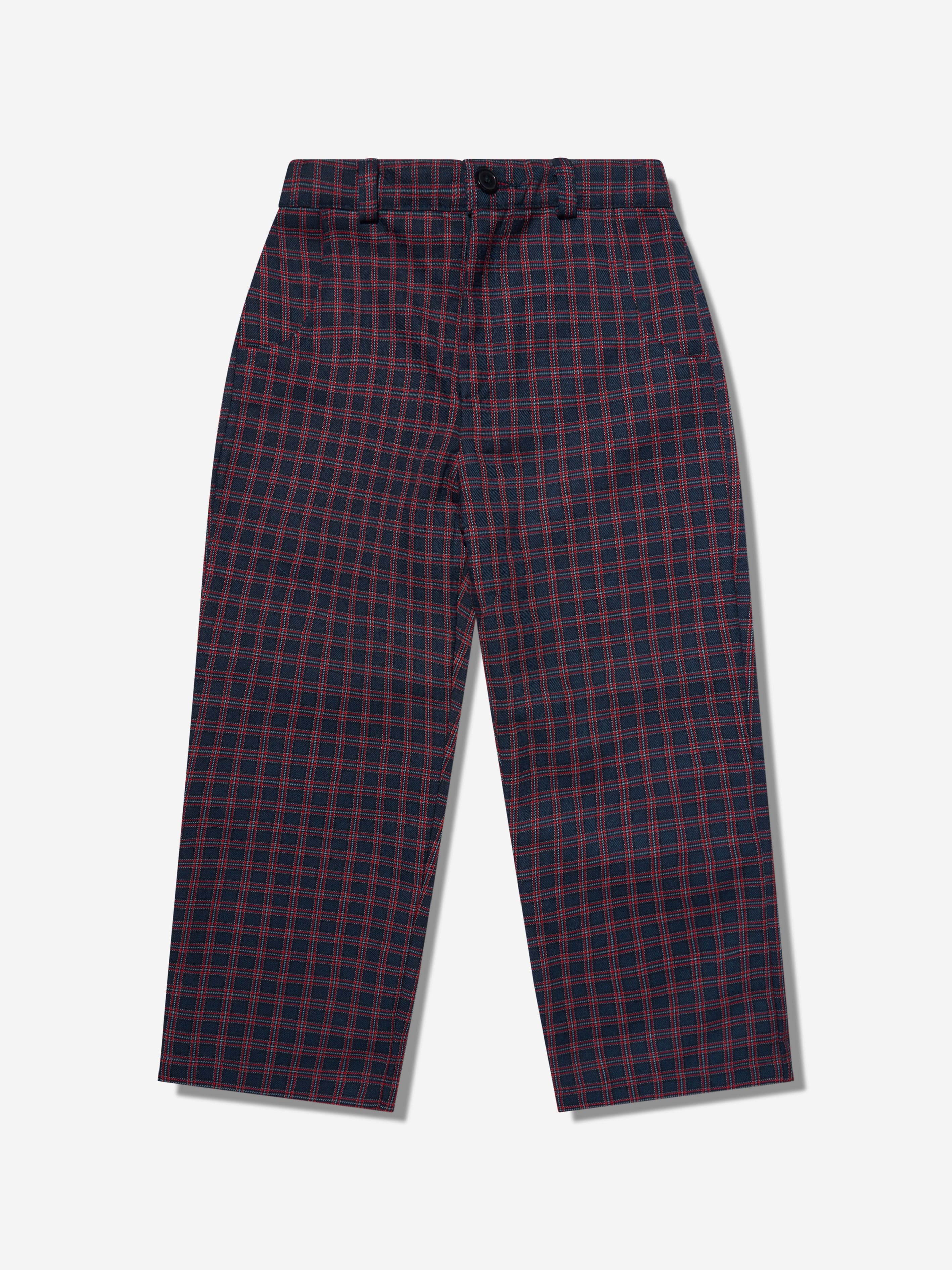 Rachel Riley Boys Mini Check Trousers in Navy