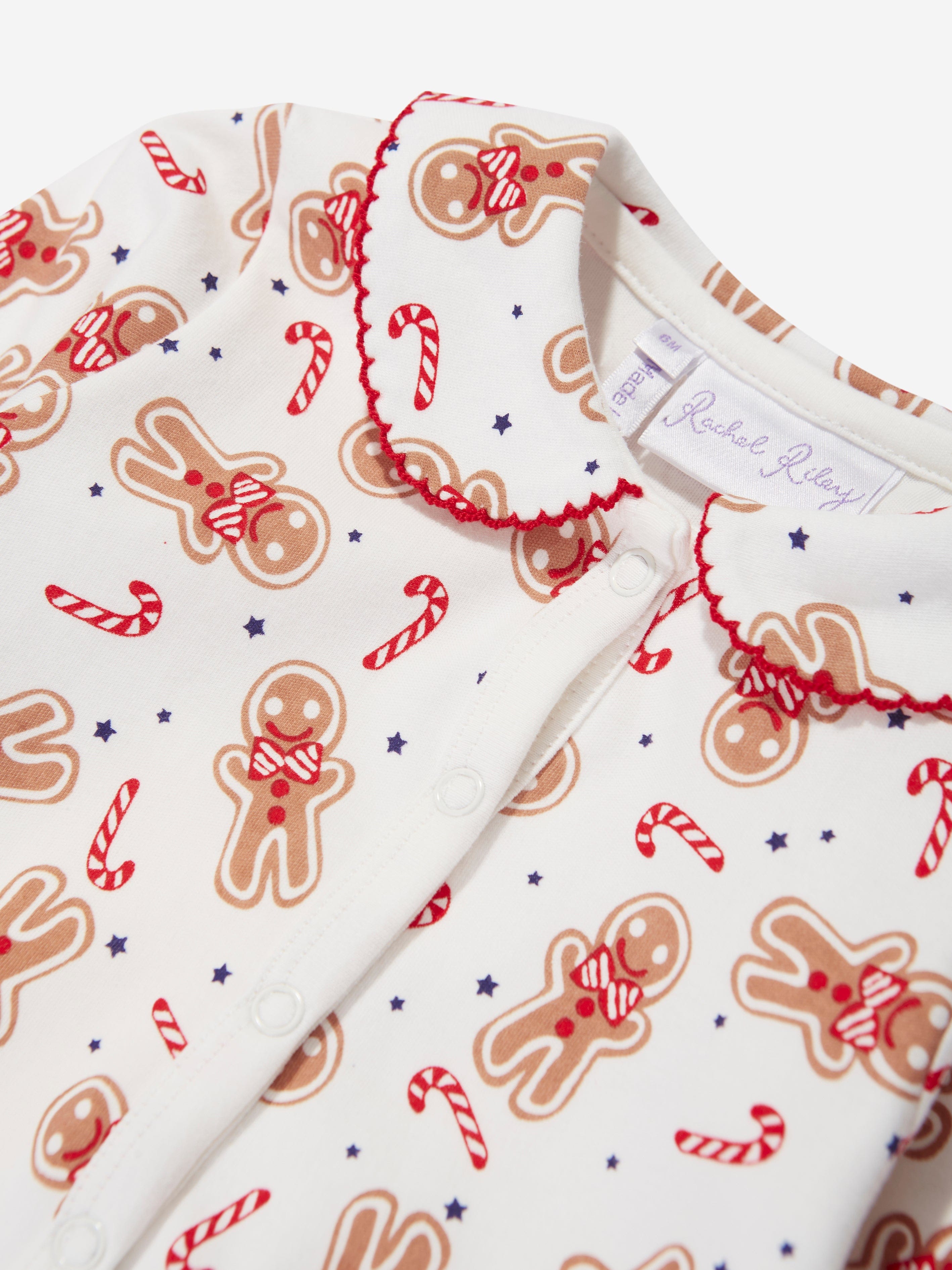 Rachel Riley Baby Gingerbread Babygrow in White