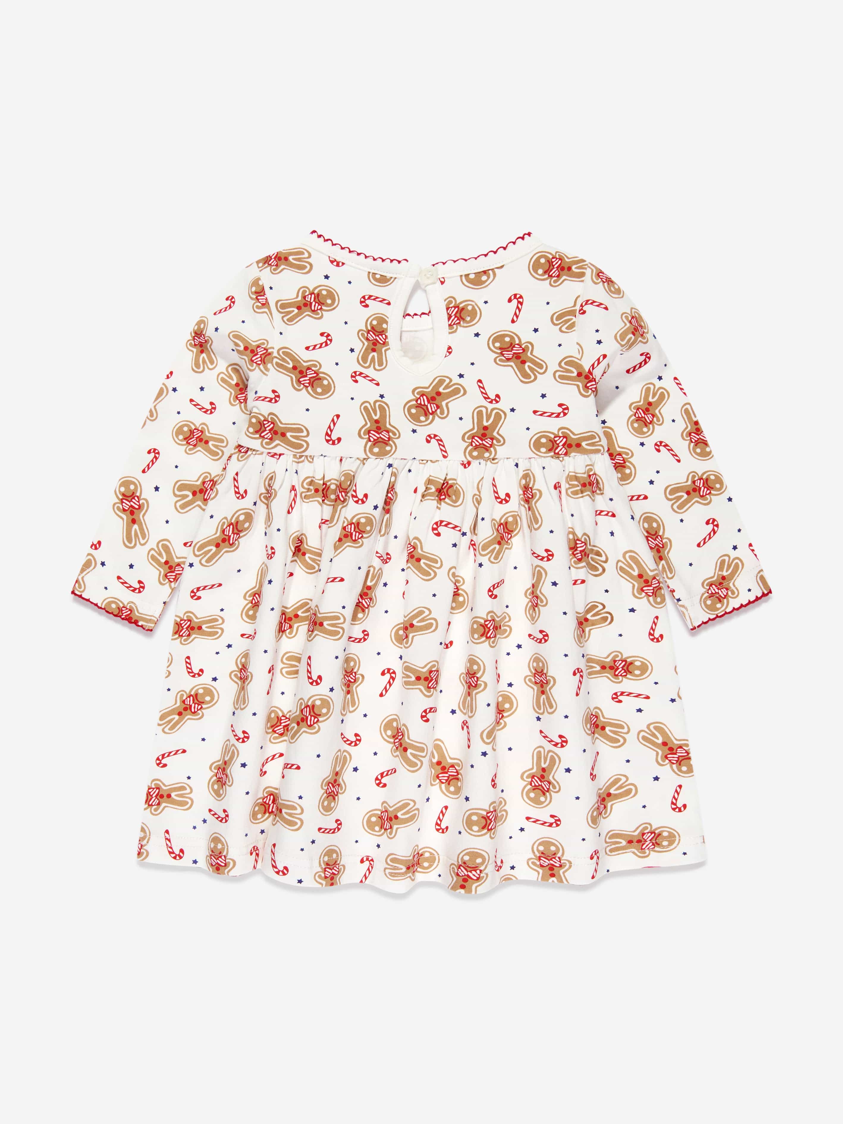 Rachel Riley Baby Girls Gingerbread Jersey Dress in White