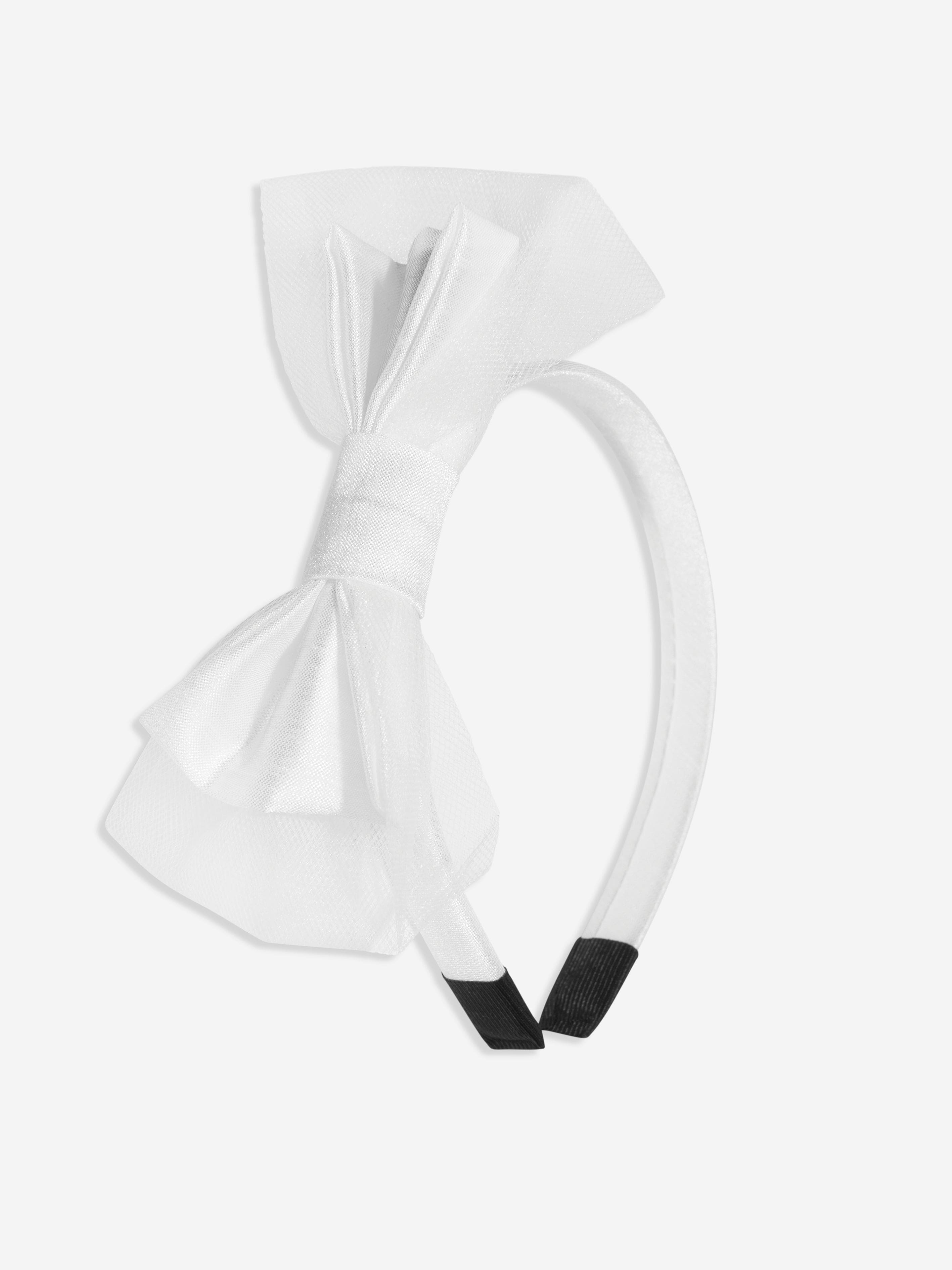 Rachel Riley Girls Tulle Bow Headband in Ivory