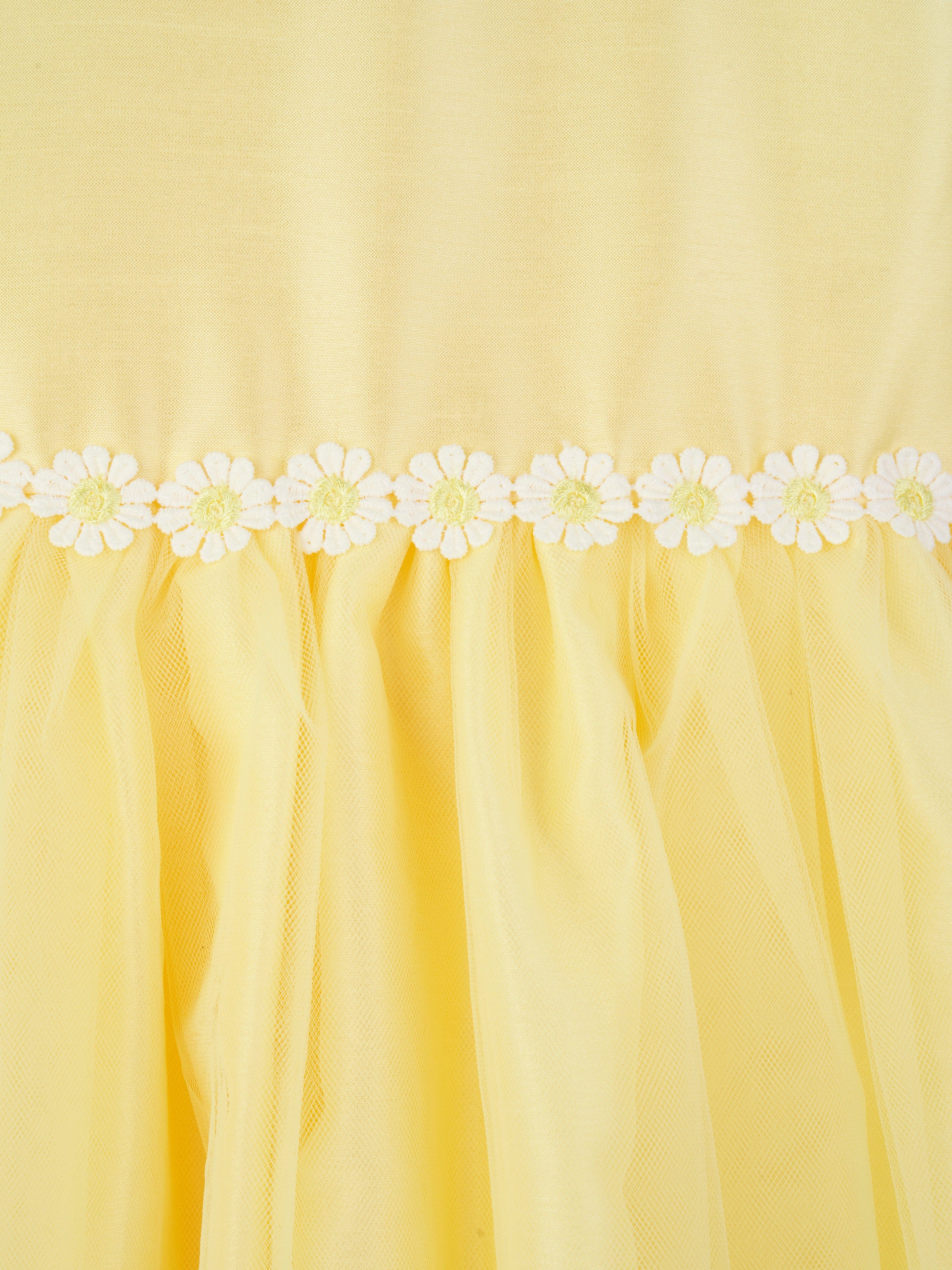 Rachel Riley Girls Daisy Tulle Dress in Yellow