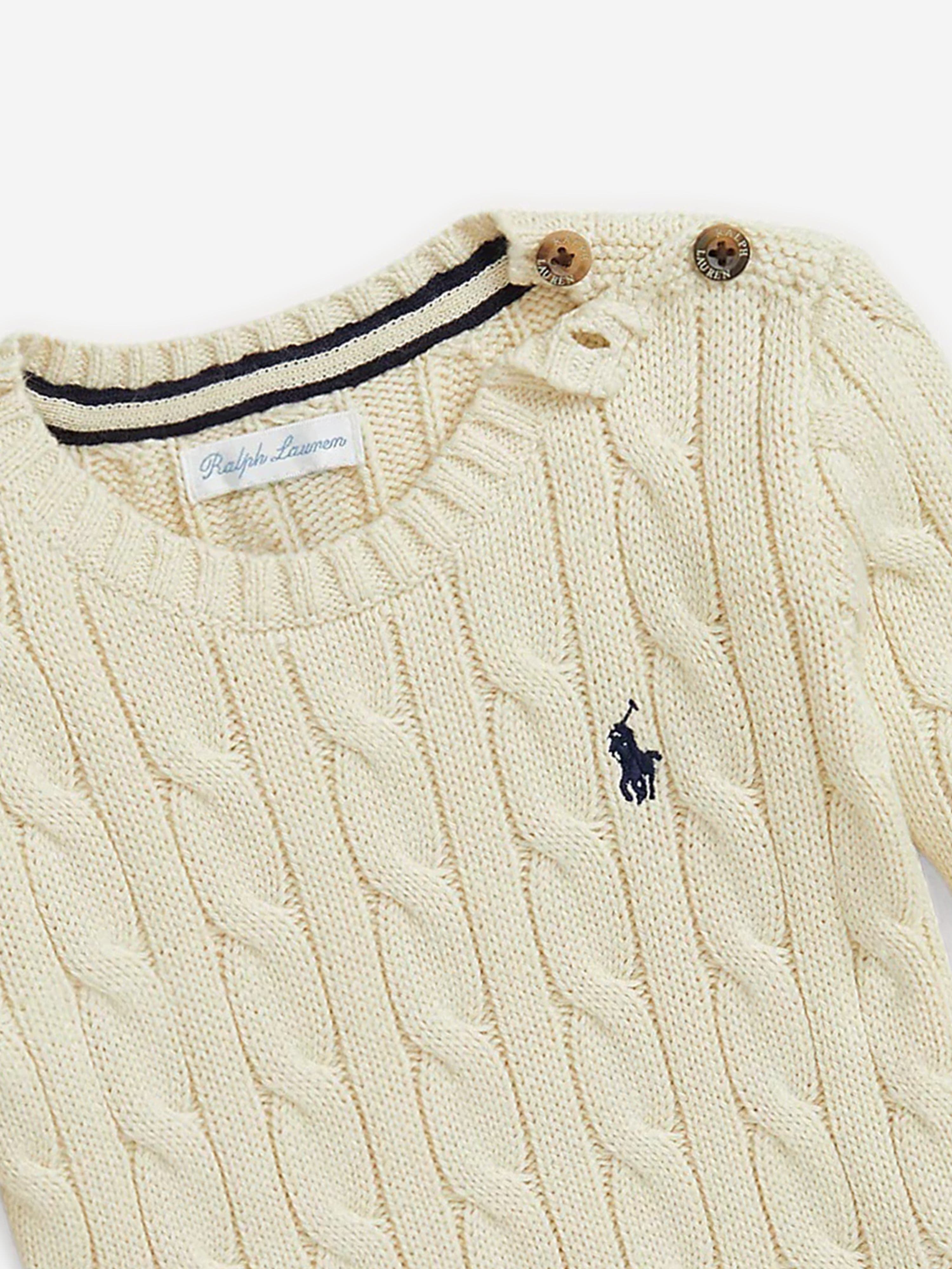 Ralph Lauren Baby Boys Cable Knit Jumper in Ivory