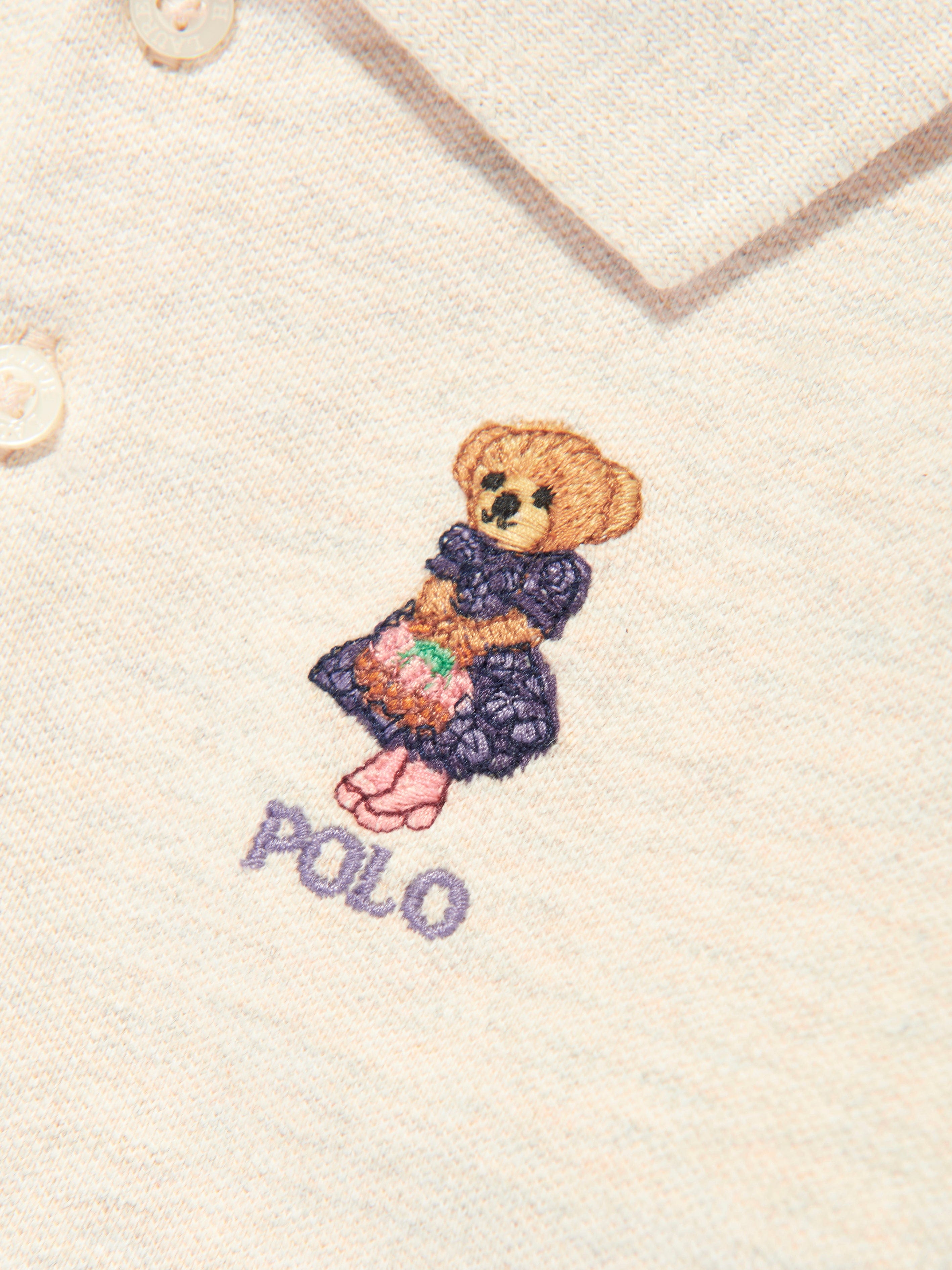Ralph Lauren Baby Girls Bear Polo Dress in Grey