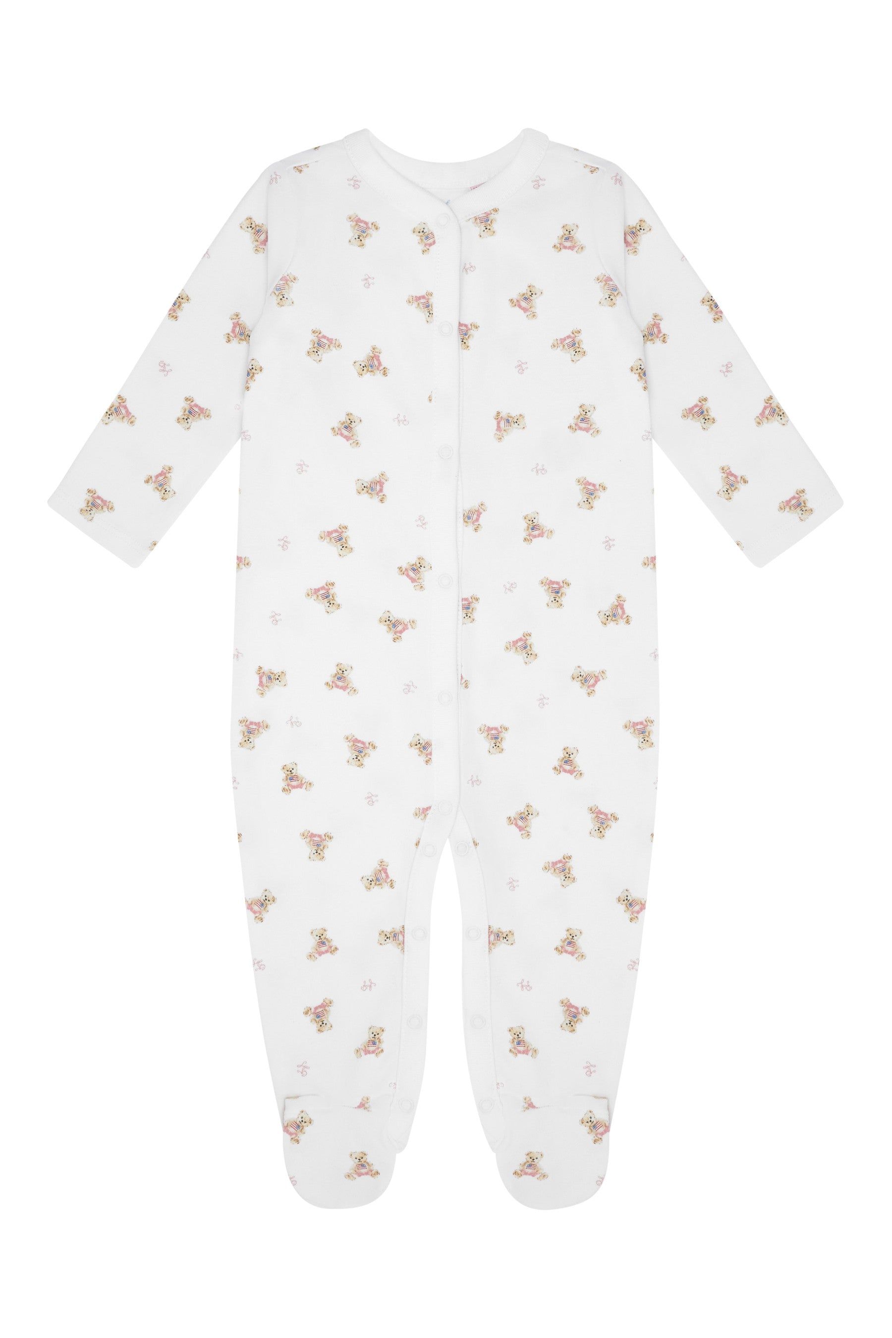 Ralph Lauren Baby Girls Bear Babygrow in White