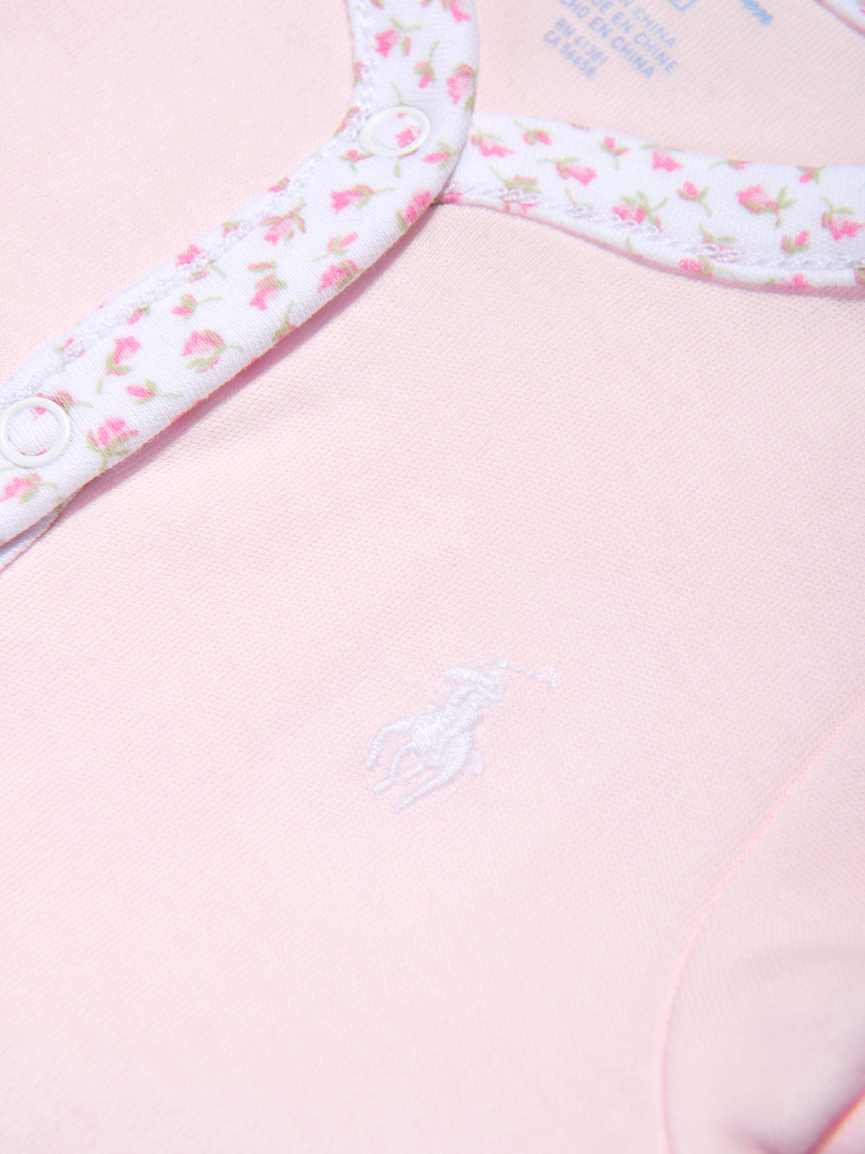Ralph Lauren Baby Girls Cotton Babygrow in Pink