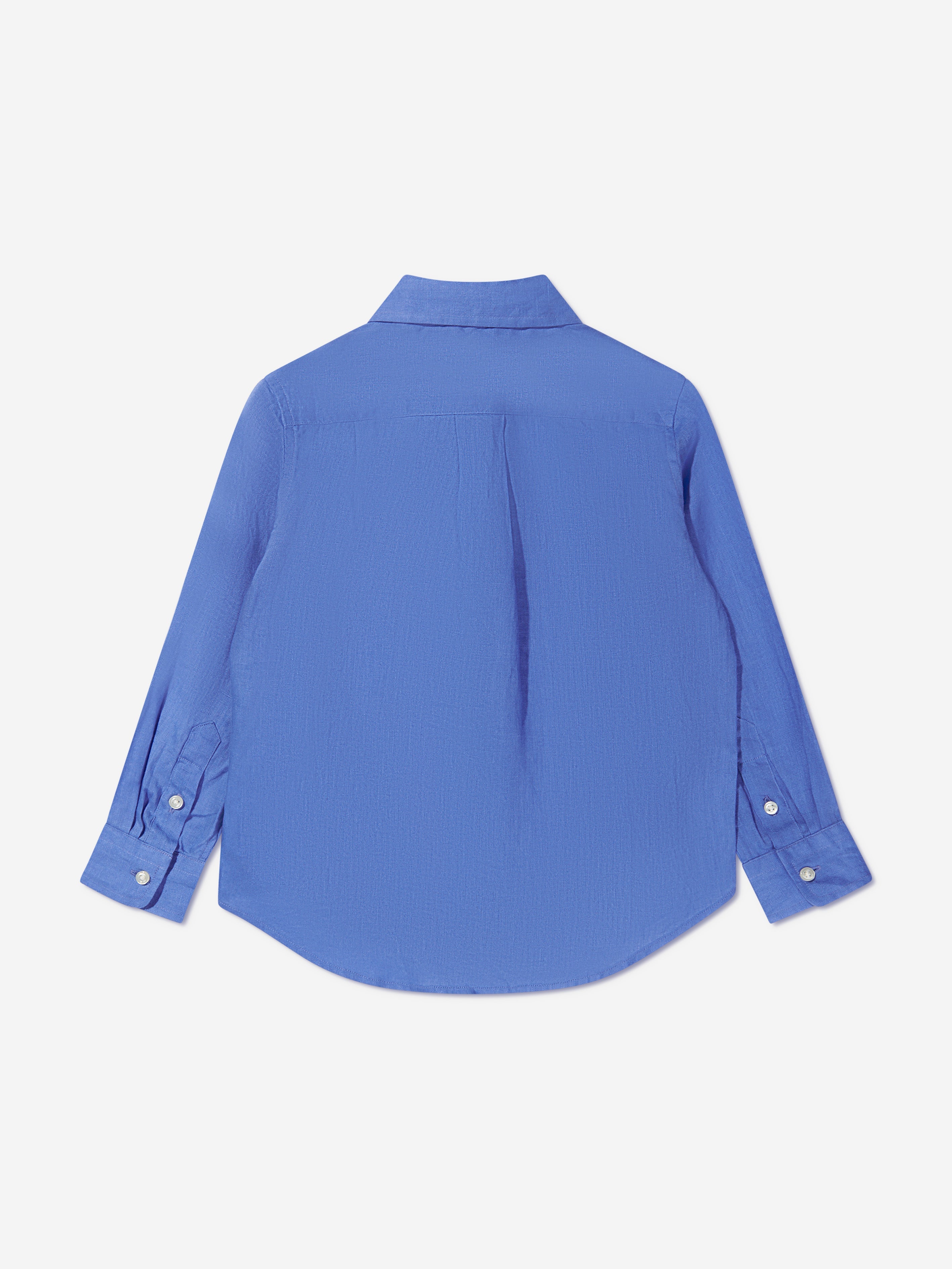 Boys Linen Logo Shirt in Blue