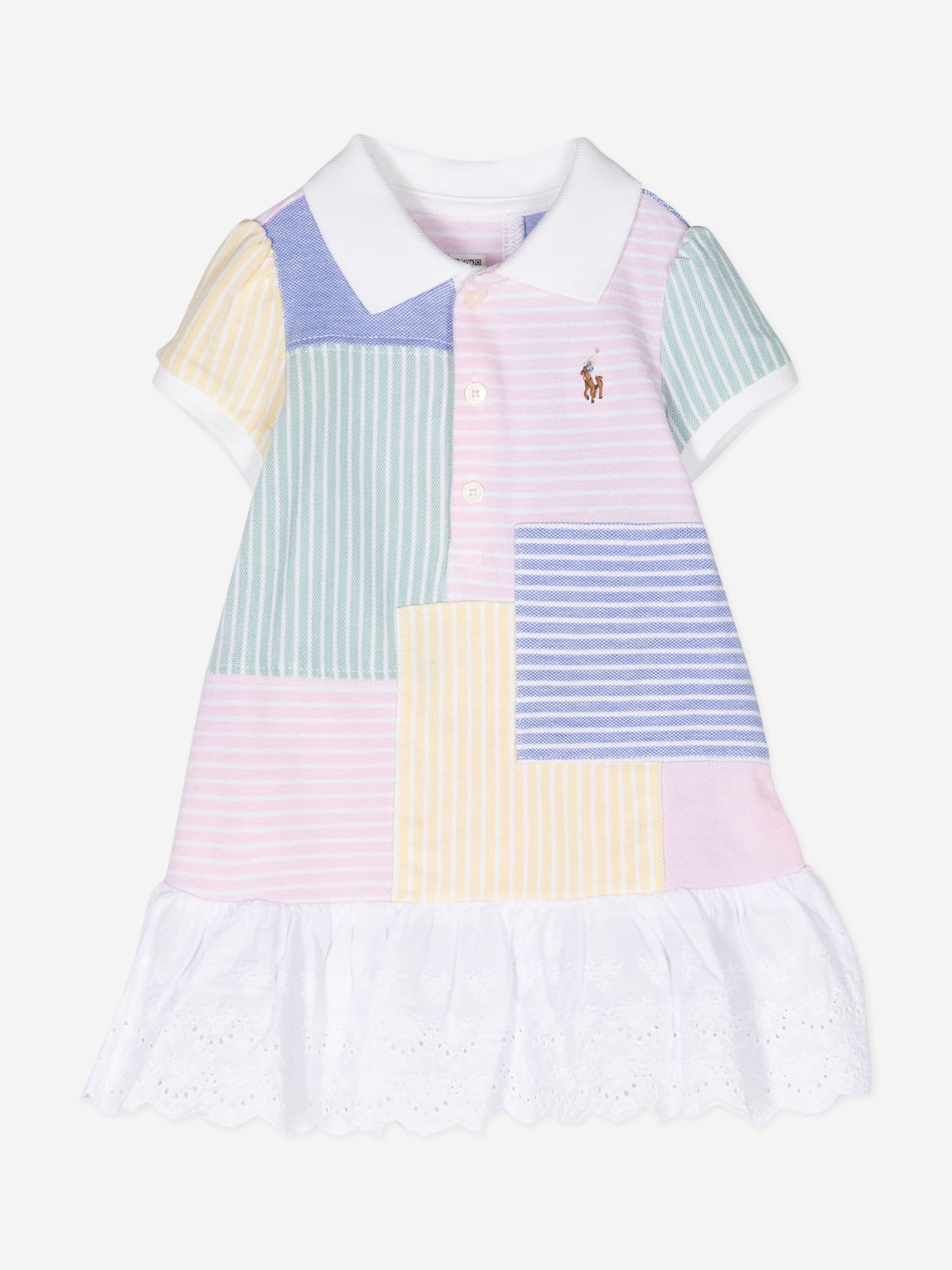 Ralph Lauren Baby Girls Patchwork Dress in Multicolour