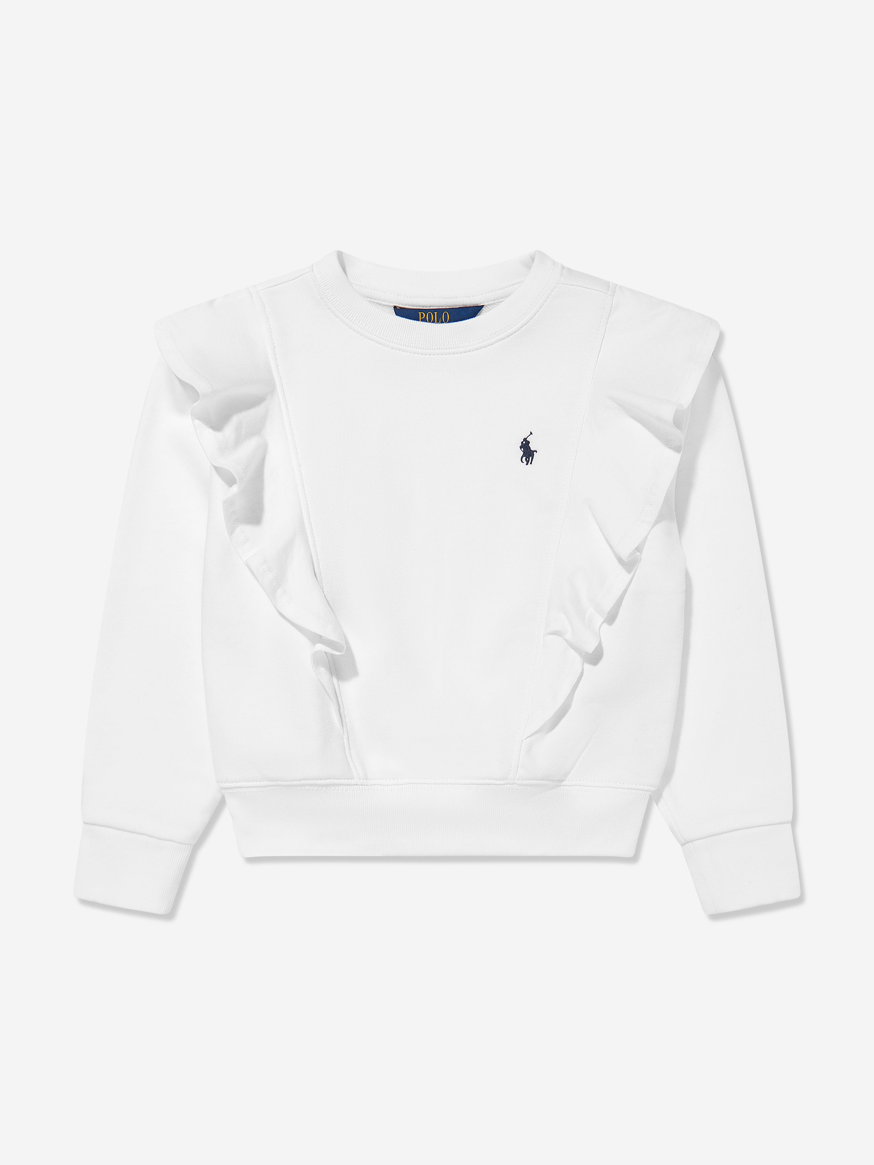 Girls Ruffle Sweatshirt in White