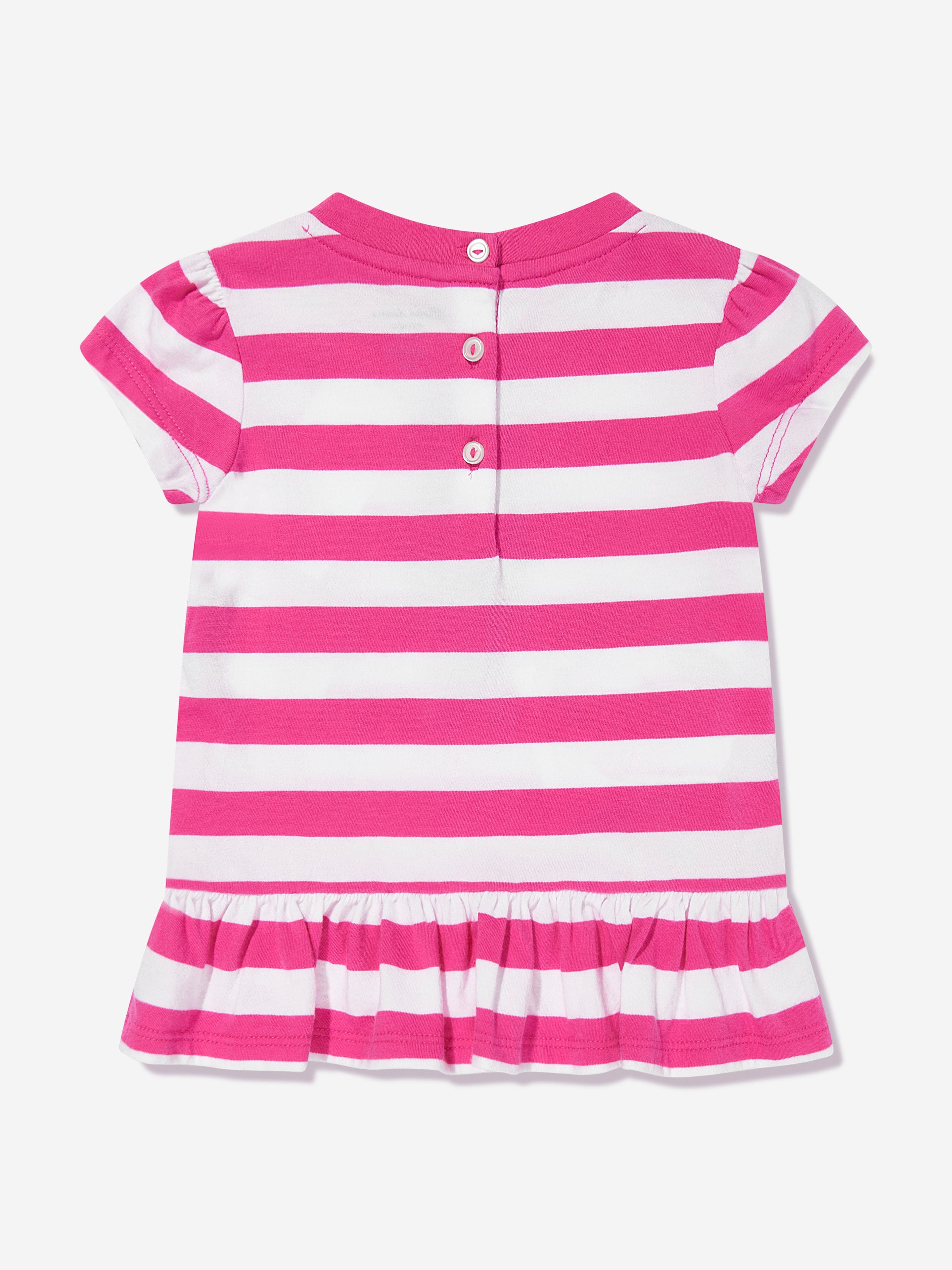 Baby Girls Striped Polo Bear T-Shirt in Pink