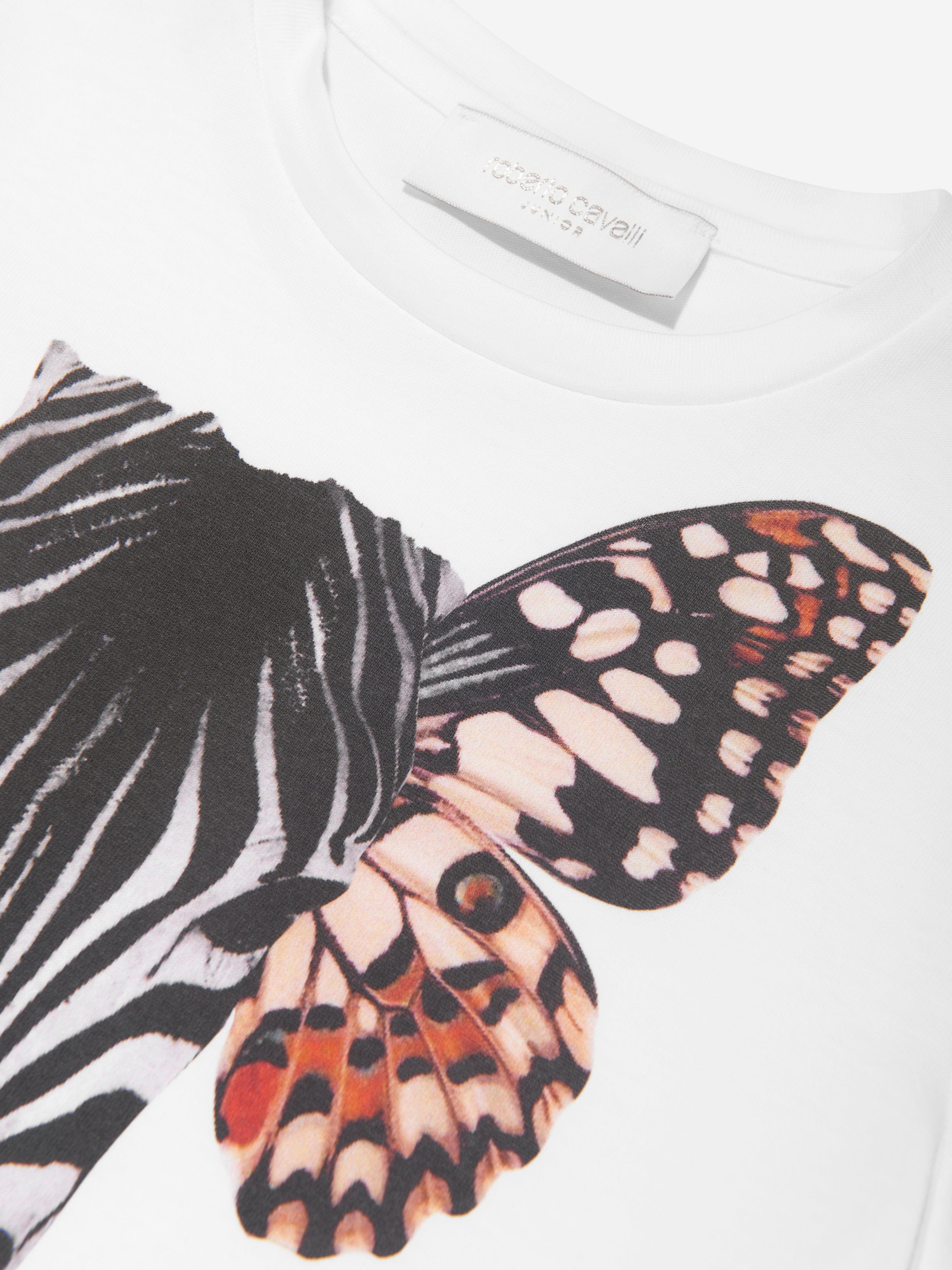 Roberto Cavalli Girls Zebra T-Shirt in White