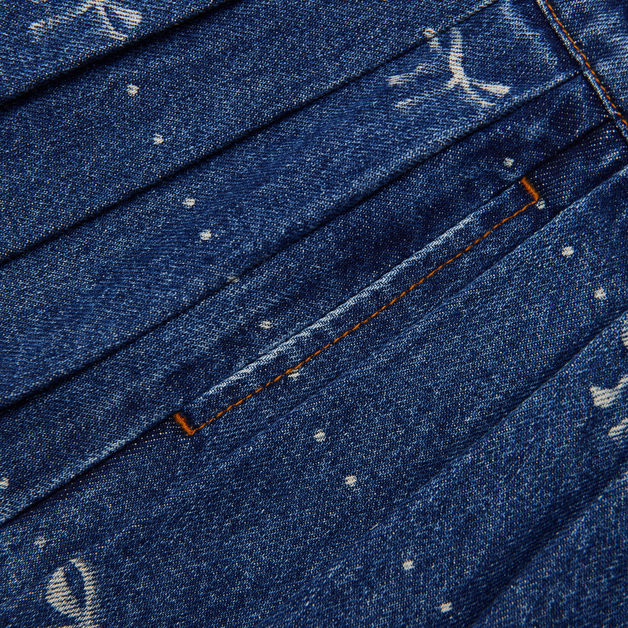 Girls Blue Bow Print Denim Skirt