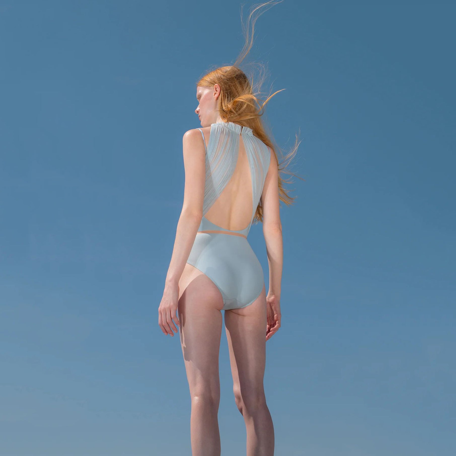 Women Sky Blue "RUCHED DOLL" Ballet Onesies(251LE70VD/sky blue)