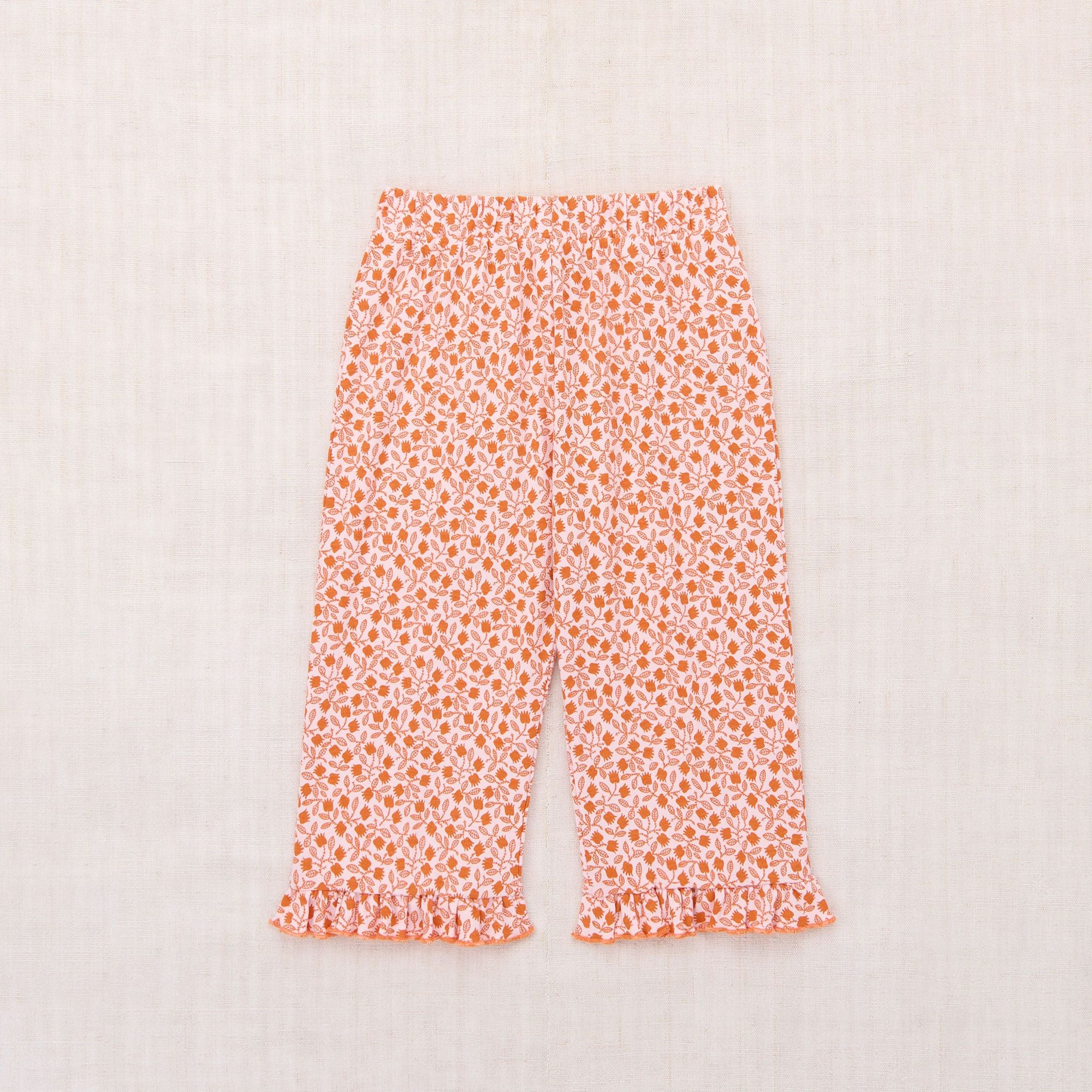 Girls Orange Floral Ruffle Trousers