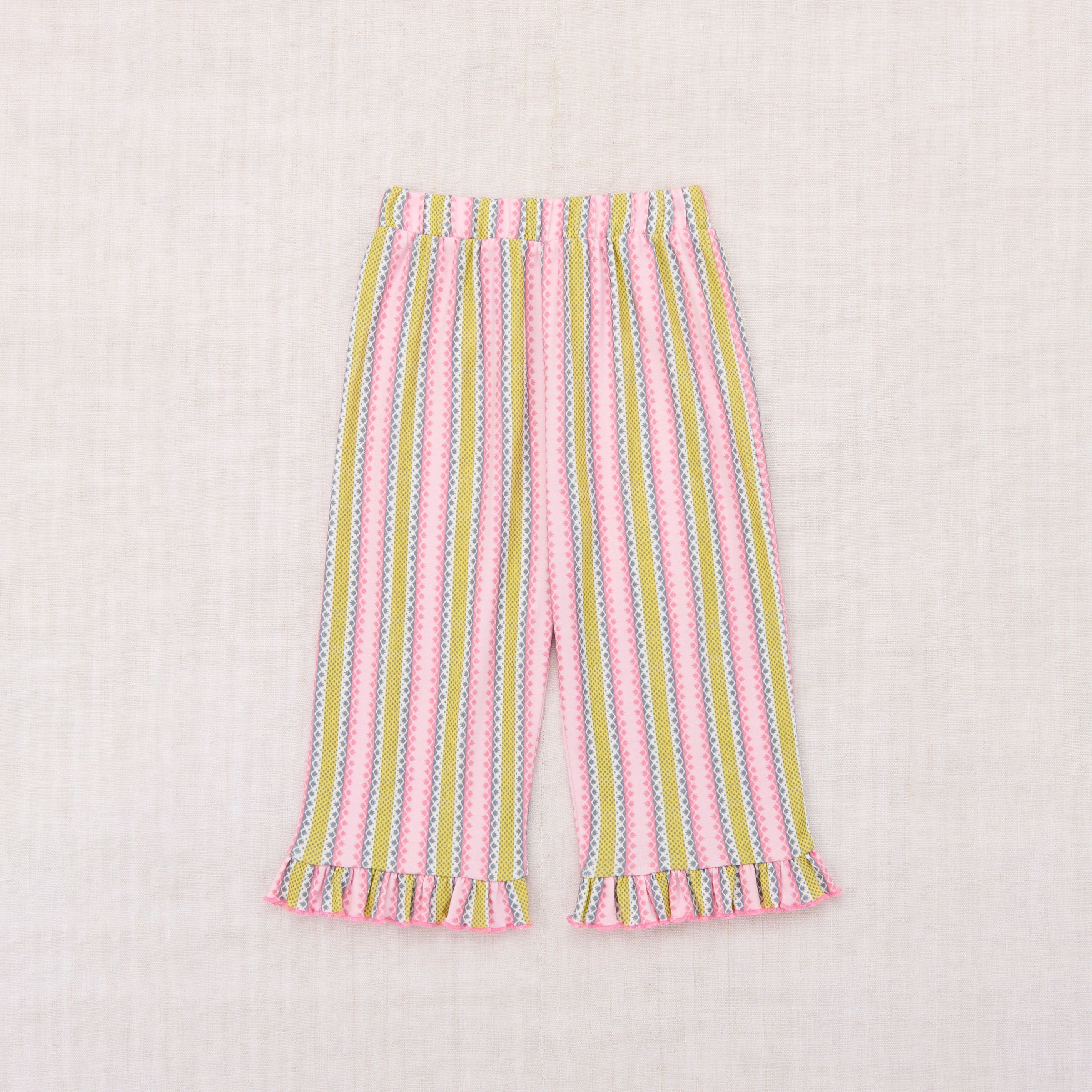 Girls Multicolor Stripes Cotton Trousers