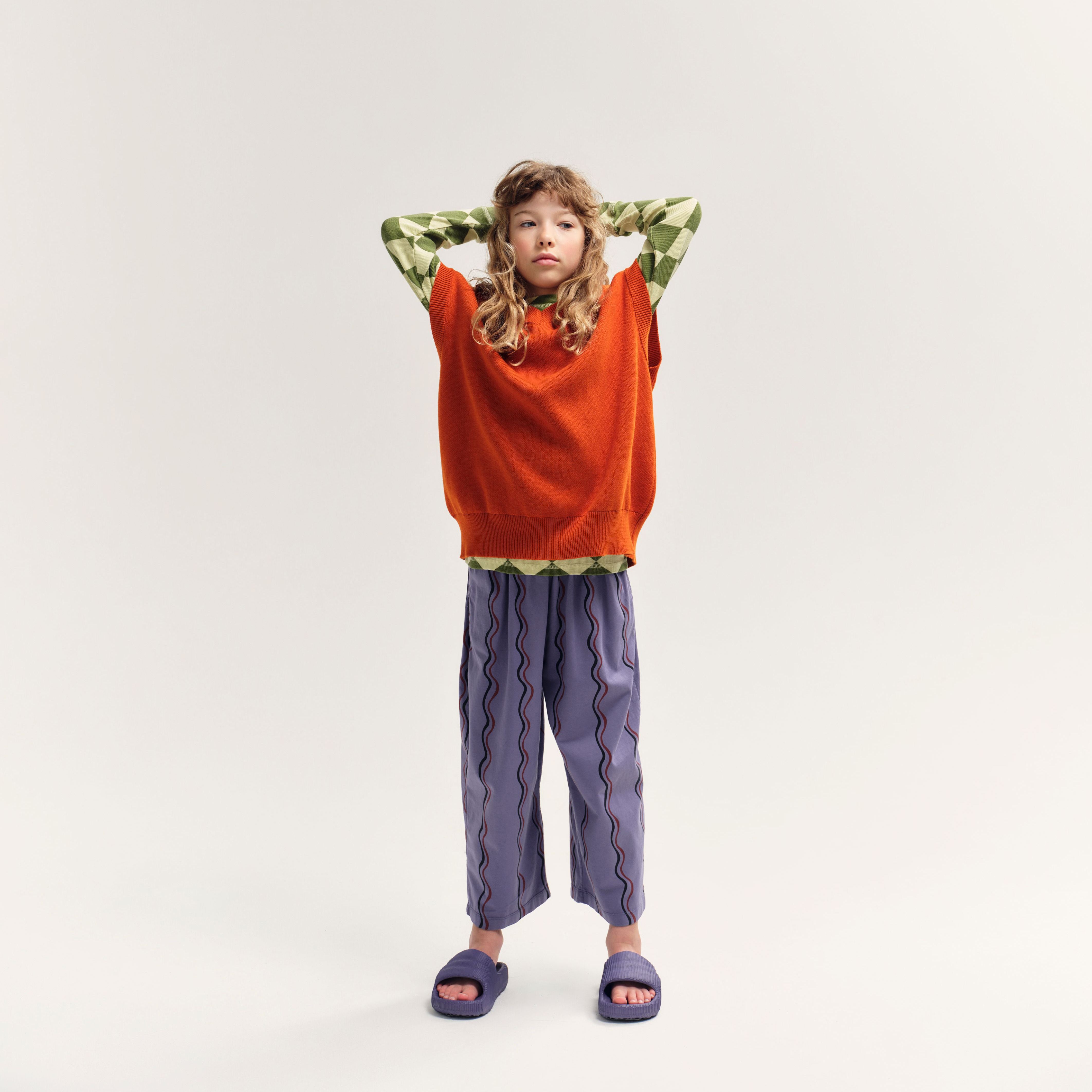 Boys & Girls Purple Ripple Cotton Trousers