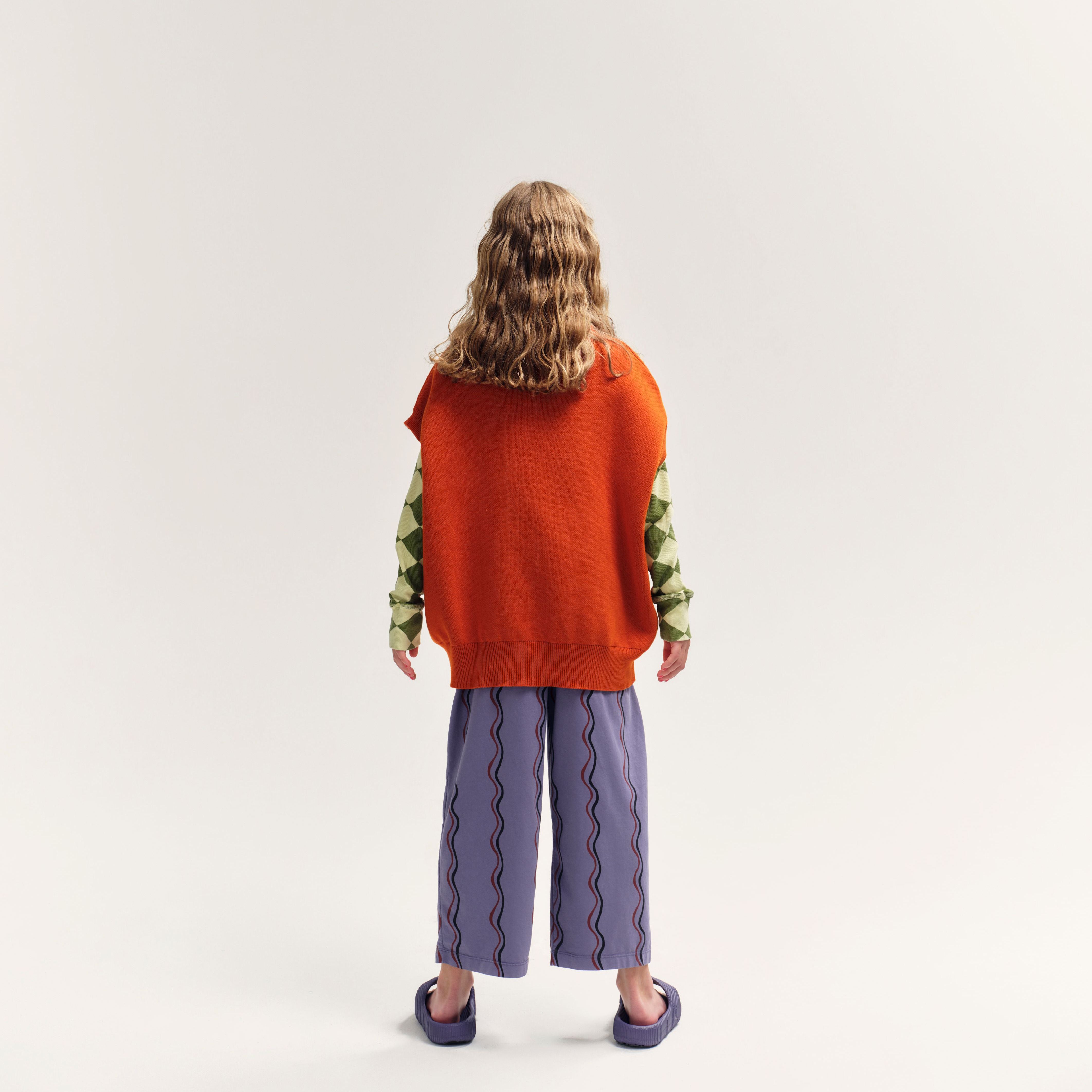 Boys & Girls Purple Ripple Cotton Trousers