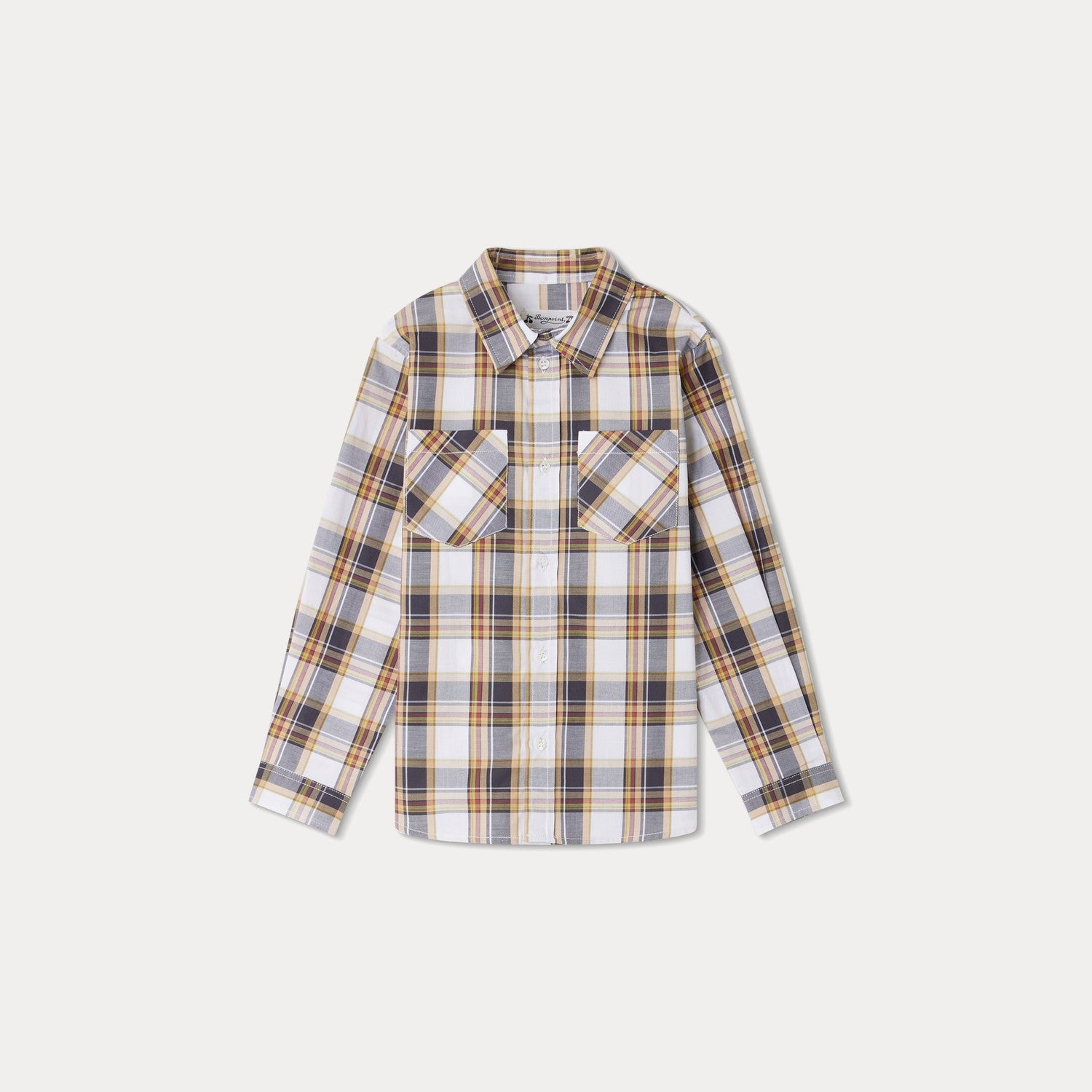 Boys Grey Check Cotton Shirt