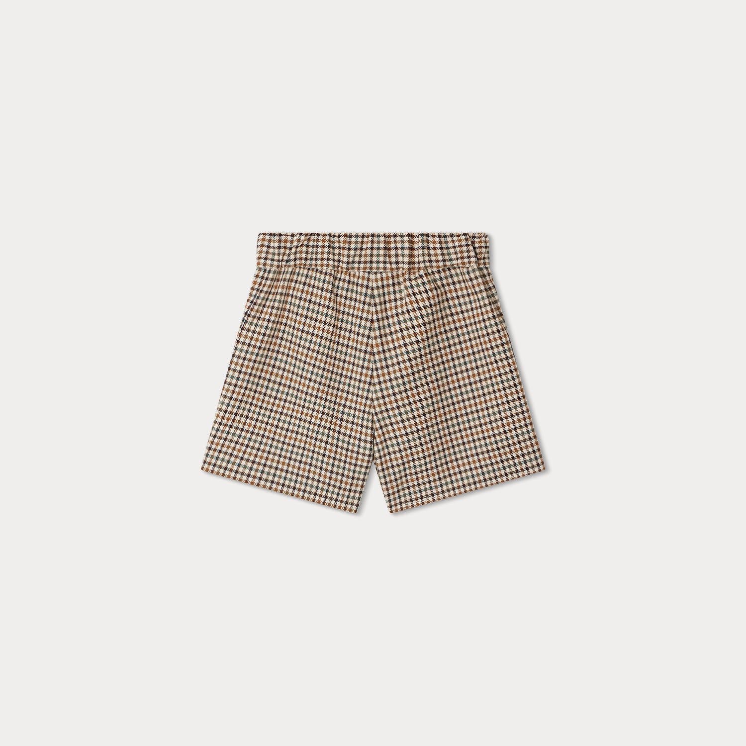 Girls Beige Check Cotton Shorts