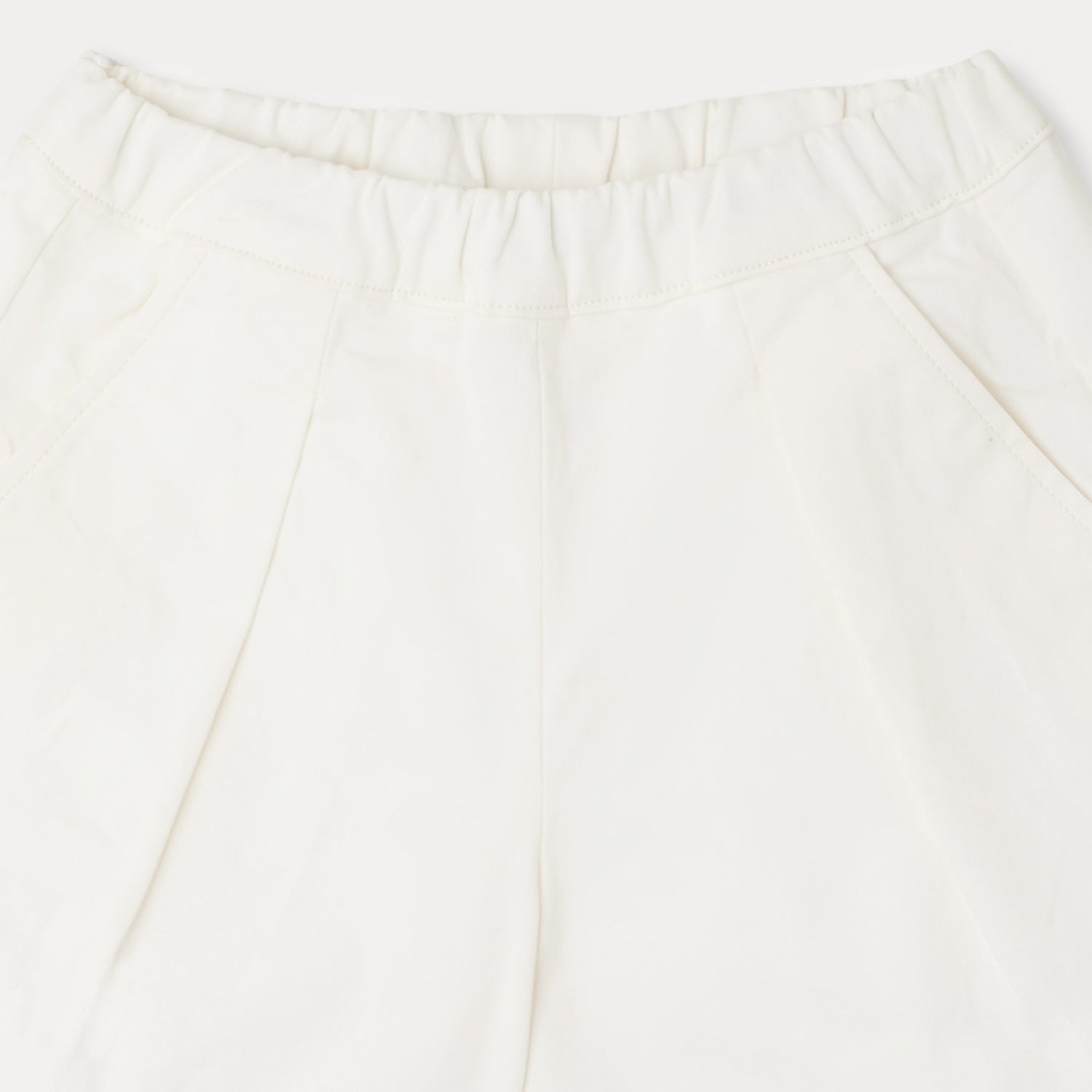Girls White Cotton Shorts