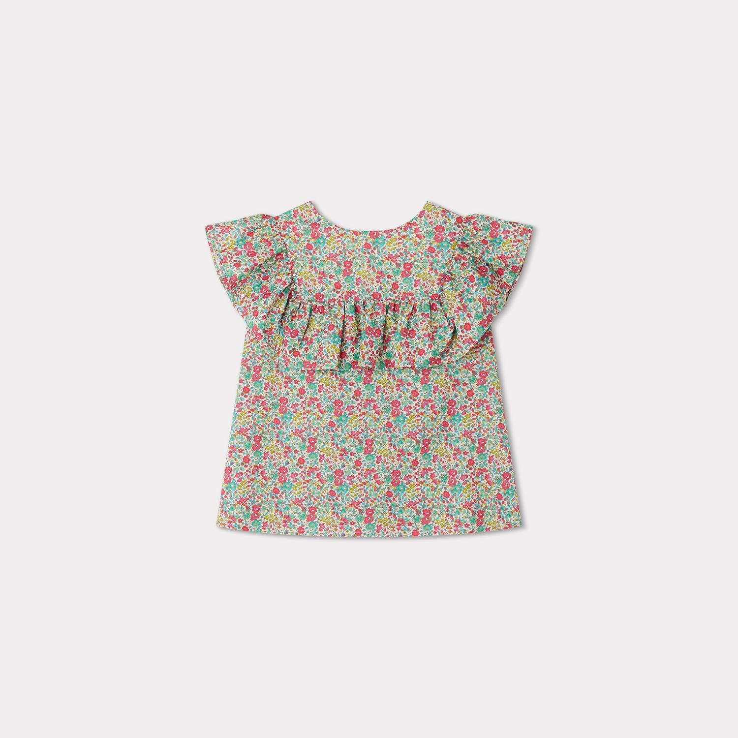 Girls Red Floral Cotton Top