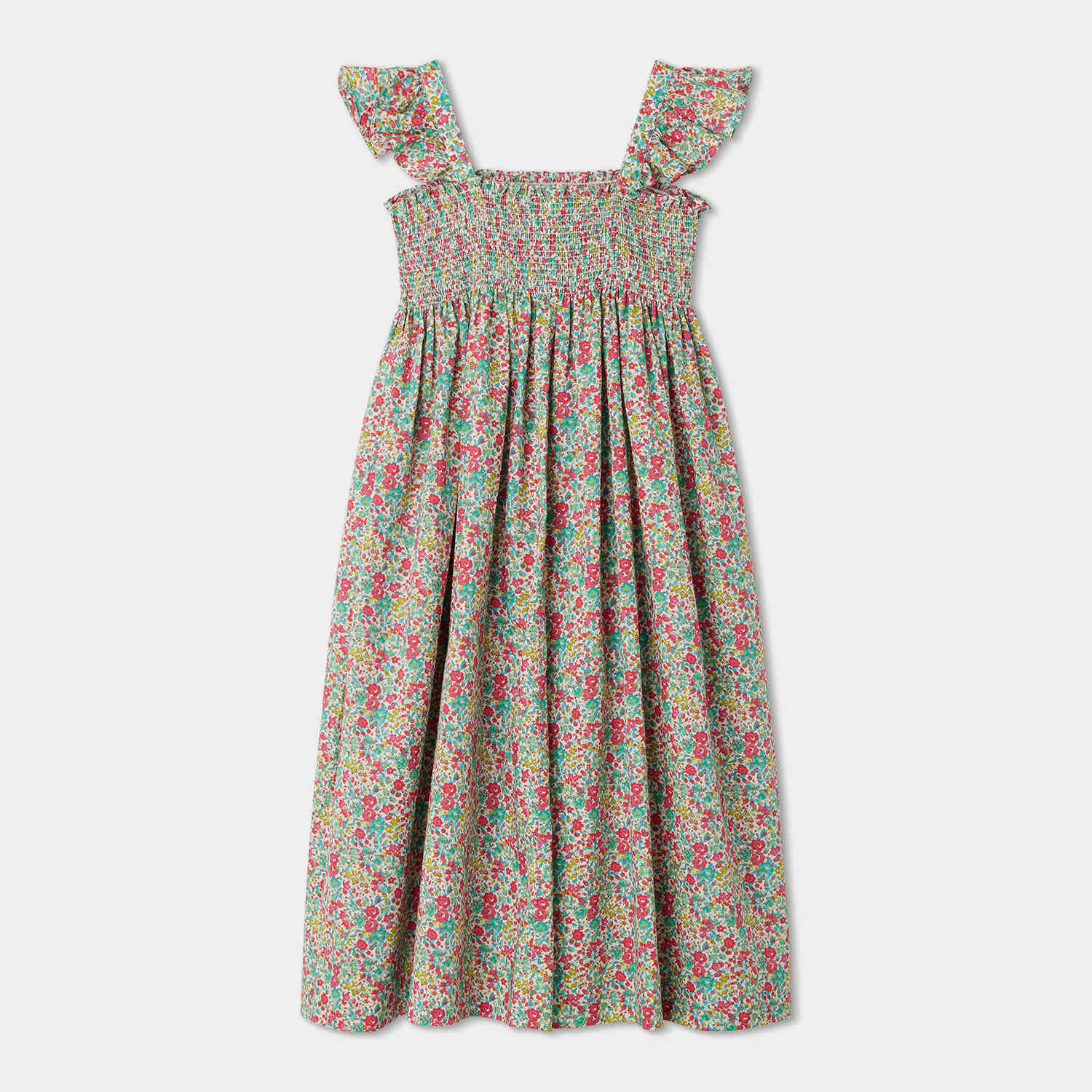 Girls Red Floral Cotton Dress