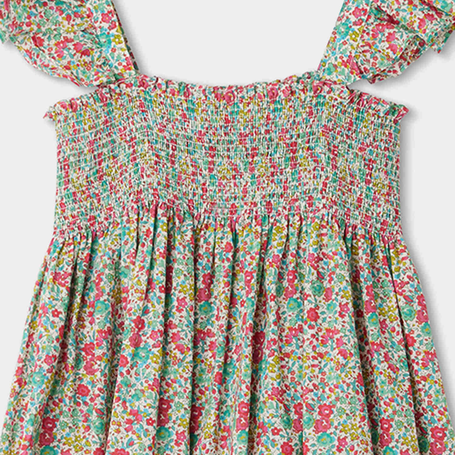 Girls Red Floral Cotton Dress