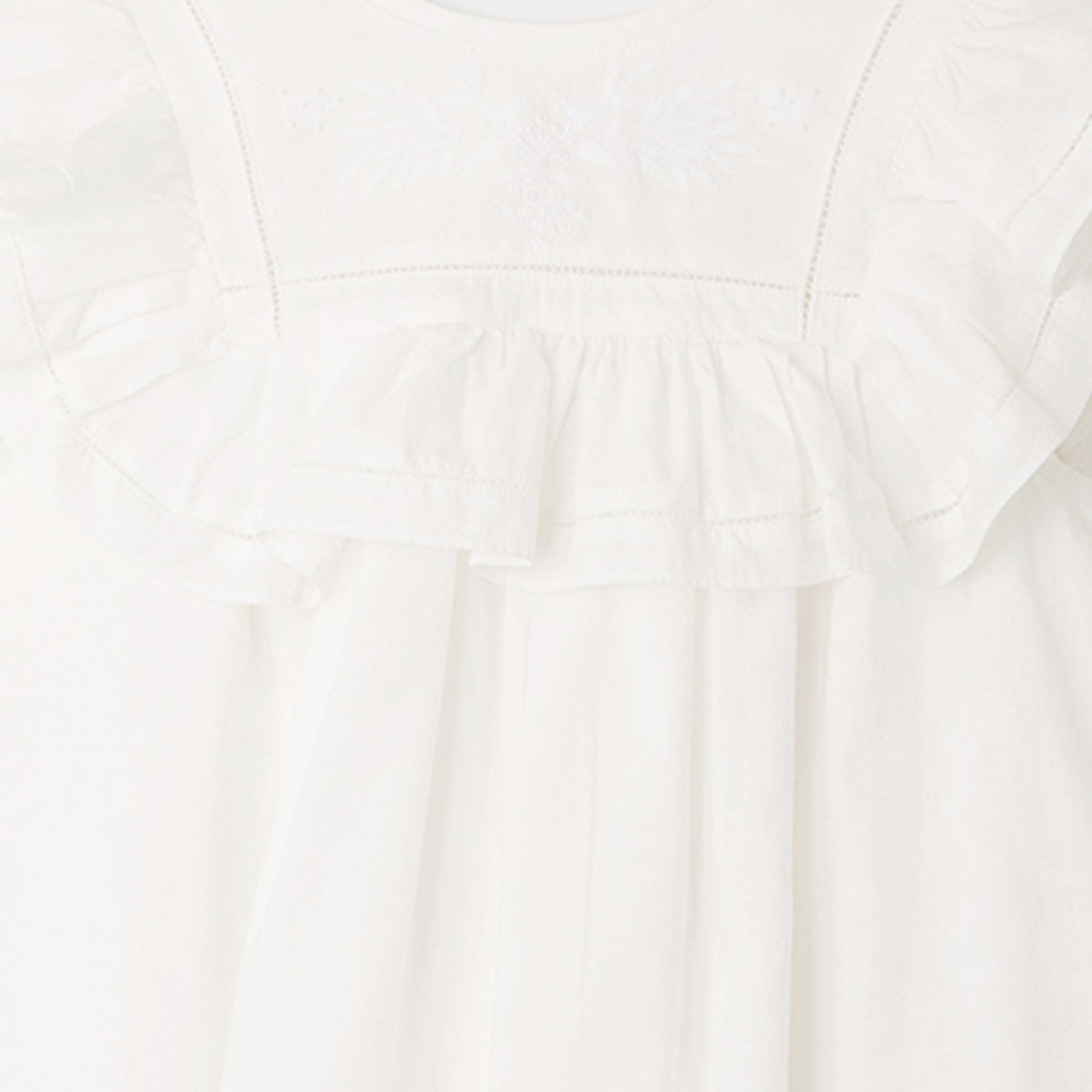 Girls White Ruffled Cotton Dress