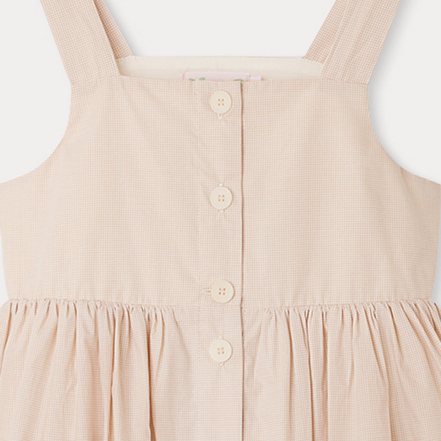 Girls Beige Check Cotton Dress