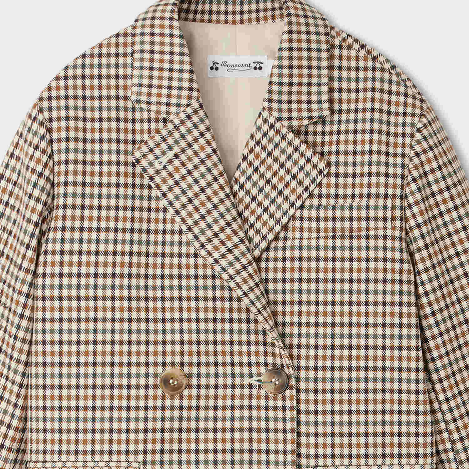 Girls Beige Check Coat