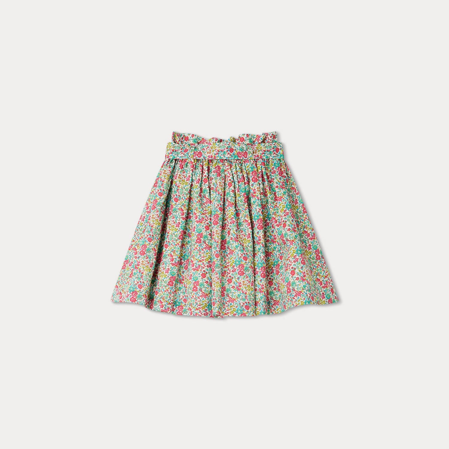 Girls Red Floral Cotton Skirt