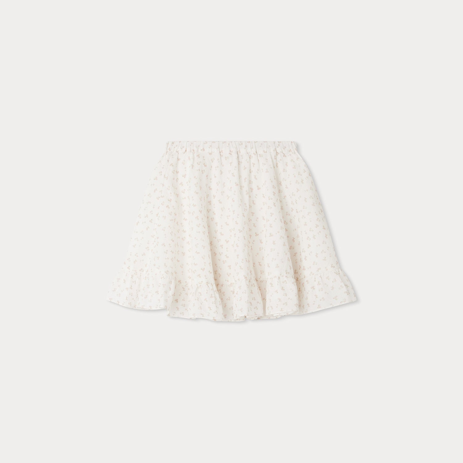 Girls White Cherry Cotton Skirt