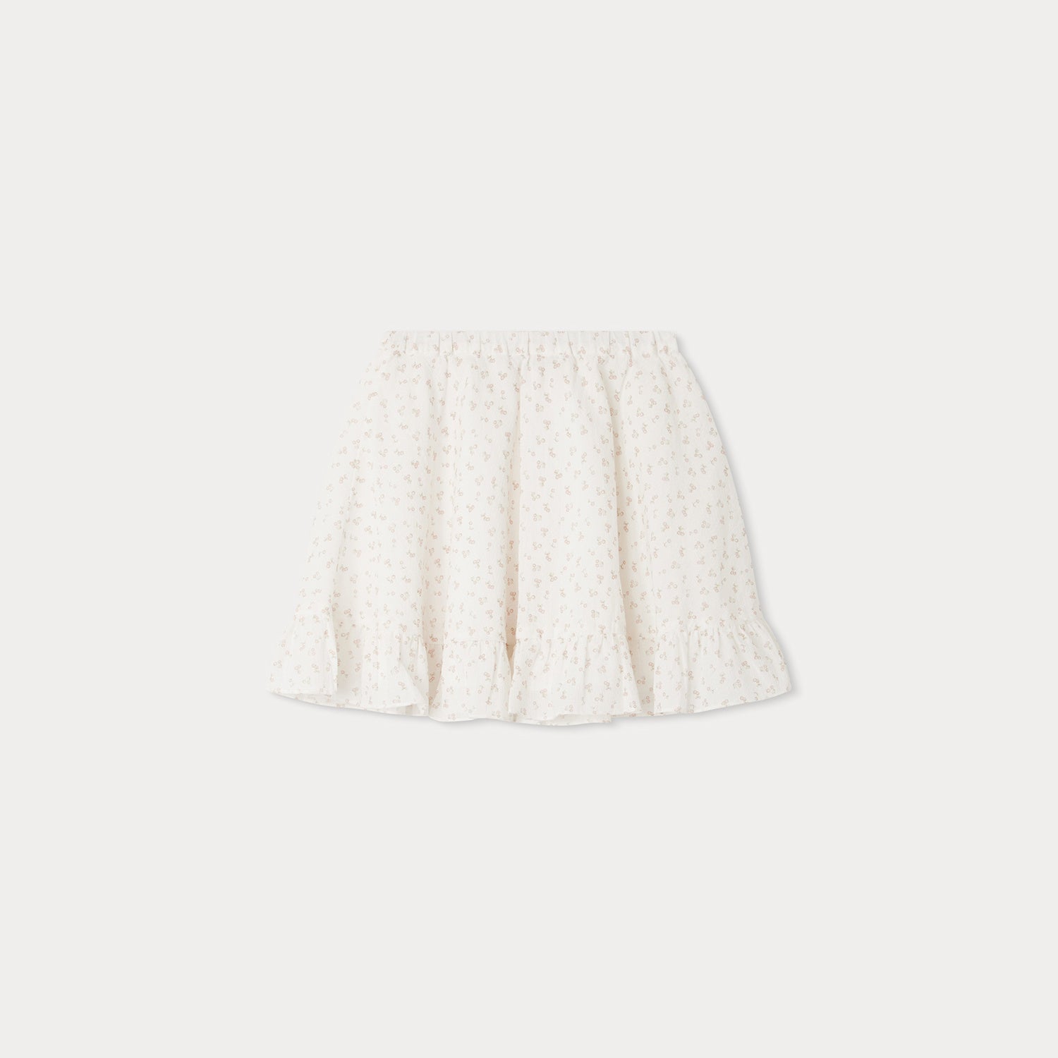 Girls White Cherry Cotton Skirt