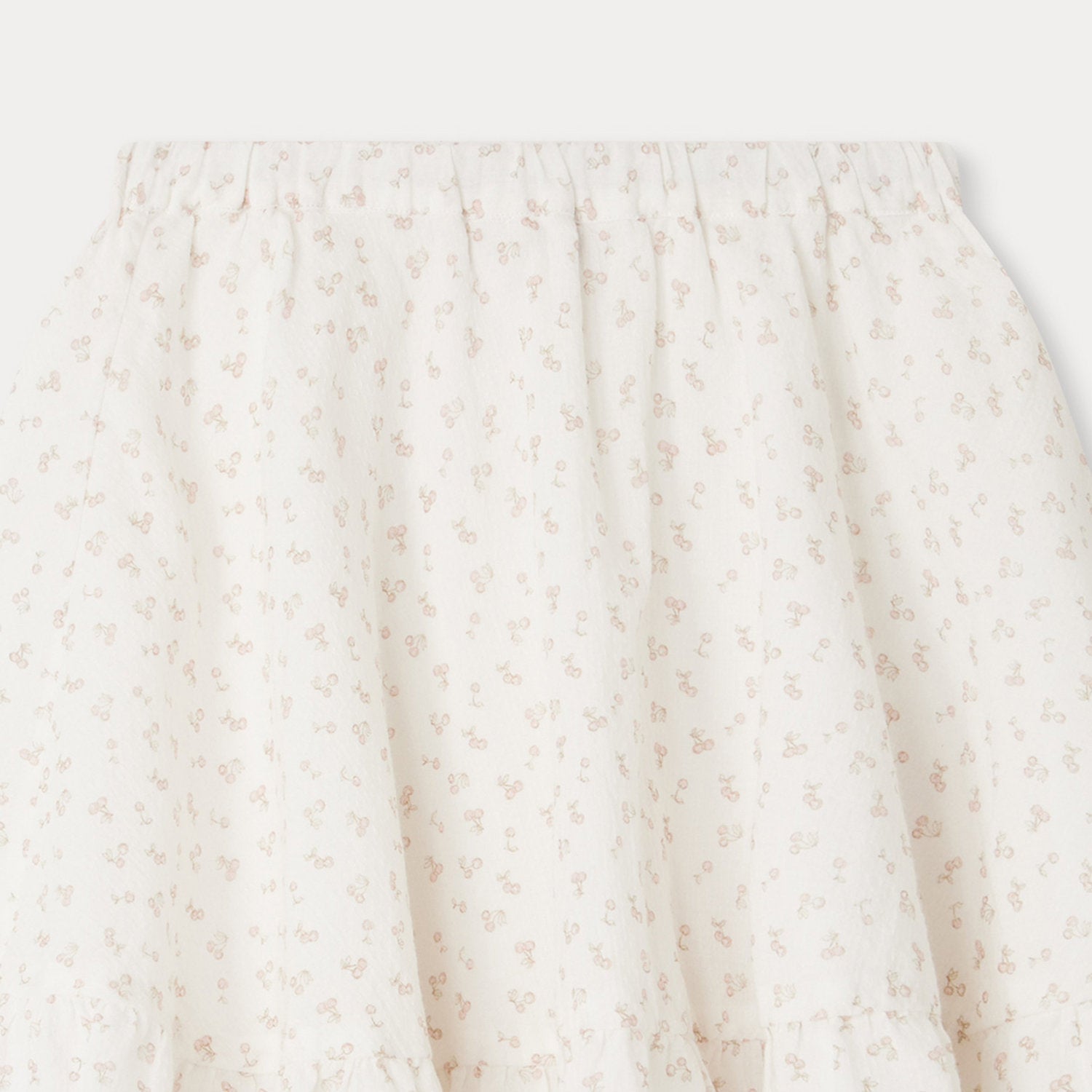 Girls White Cherry Cotton Skirt