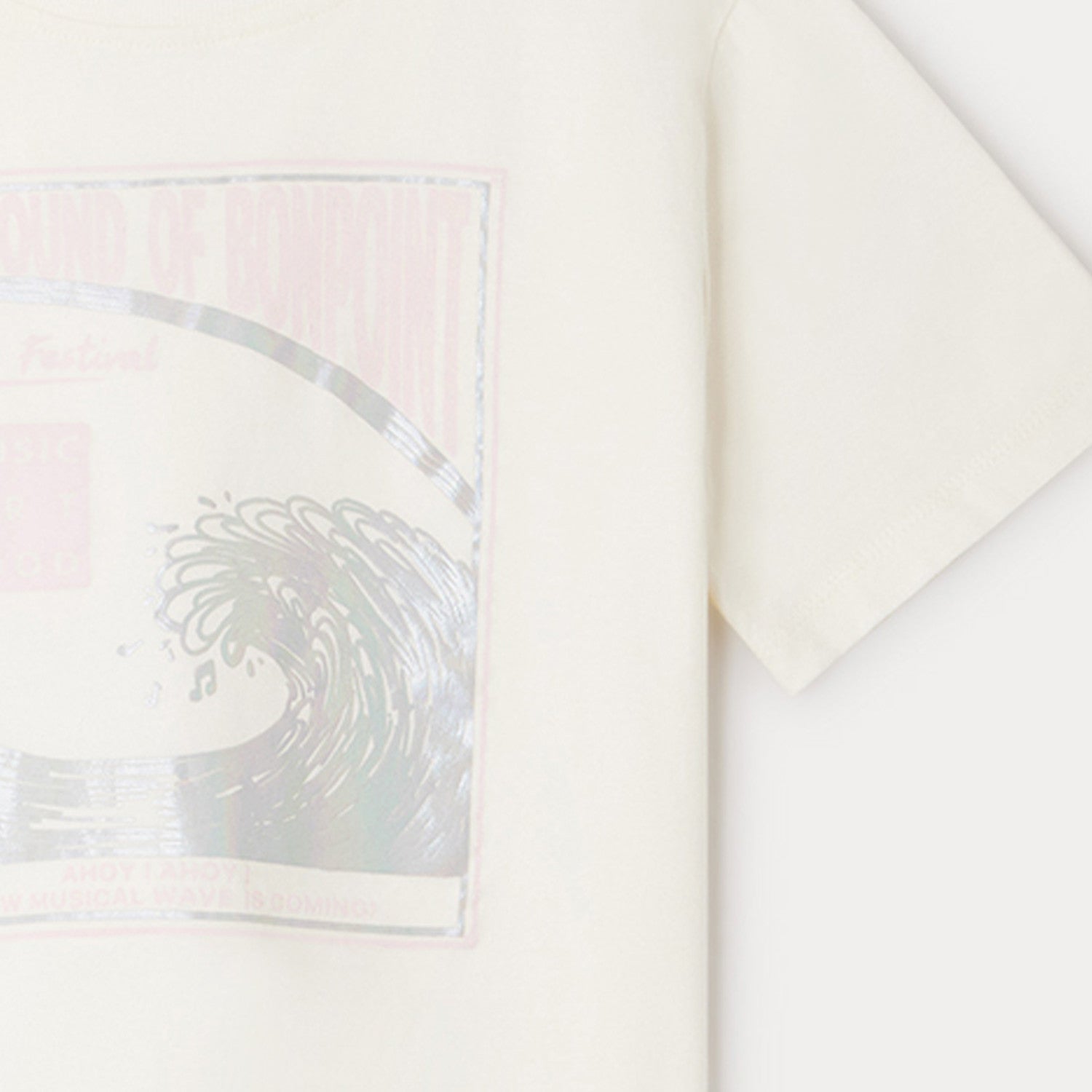 Girls White Printed Cotton T-Shirt