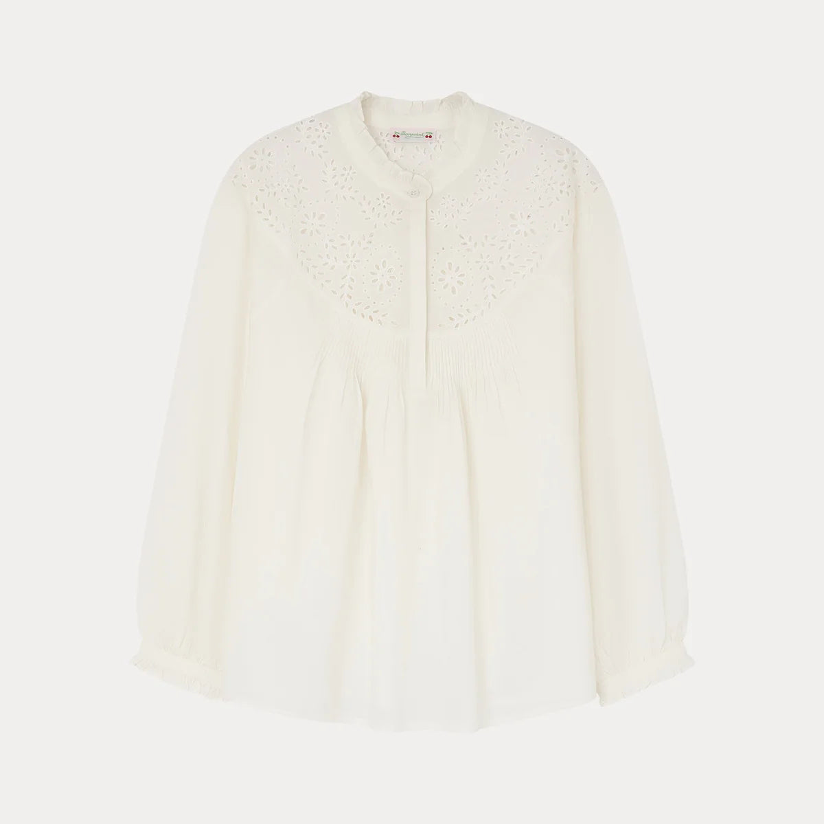 Girls White Embroidered Cotton Shirt