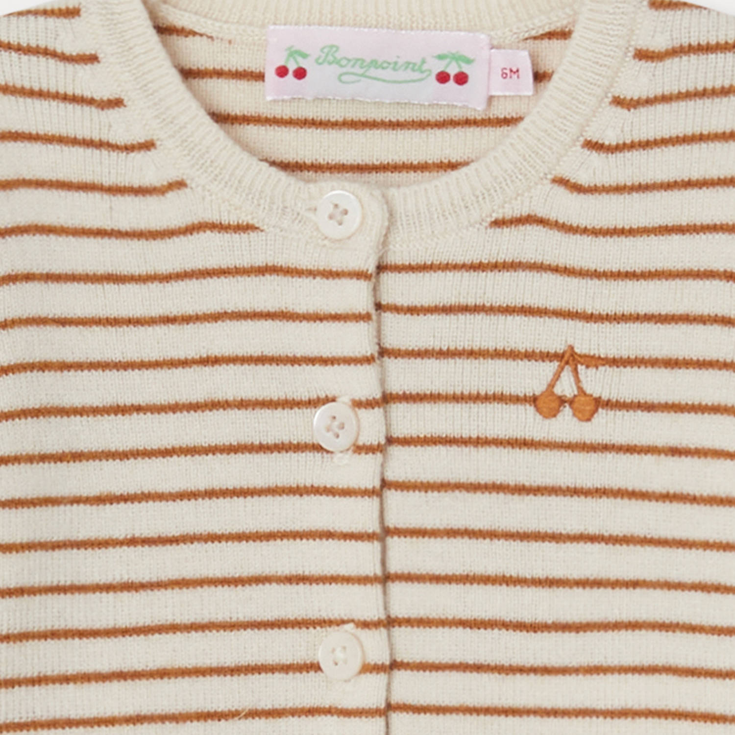 Baby Girls Caramel Stripes Wool Cardigan
