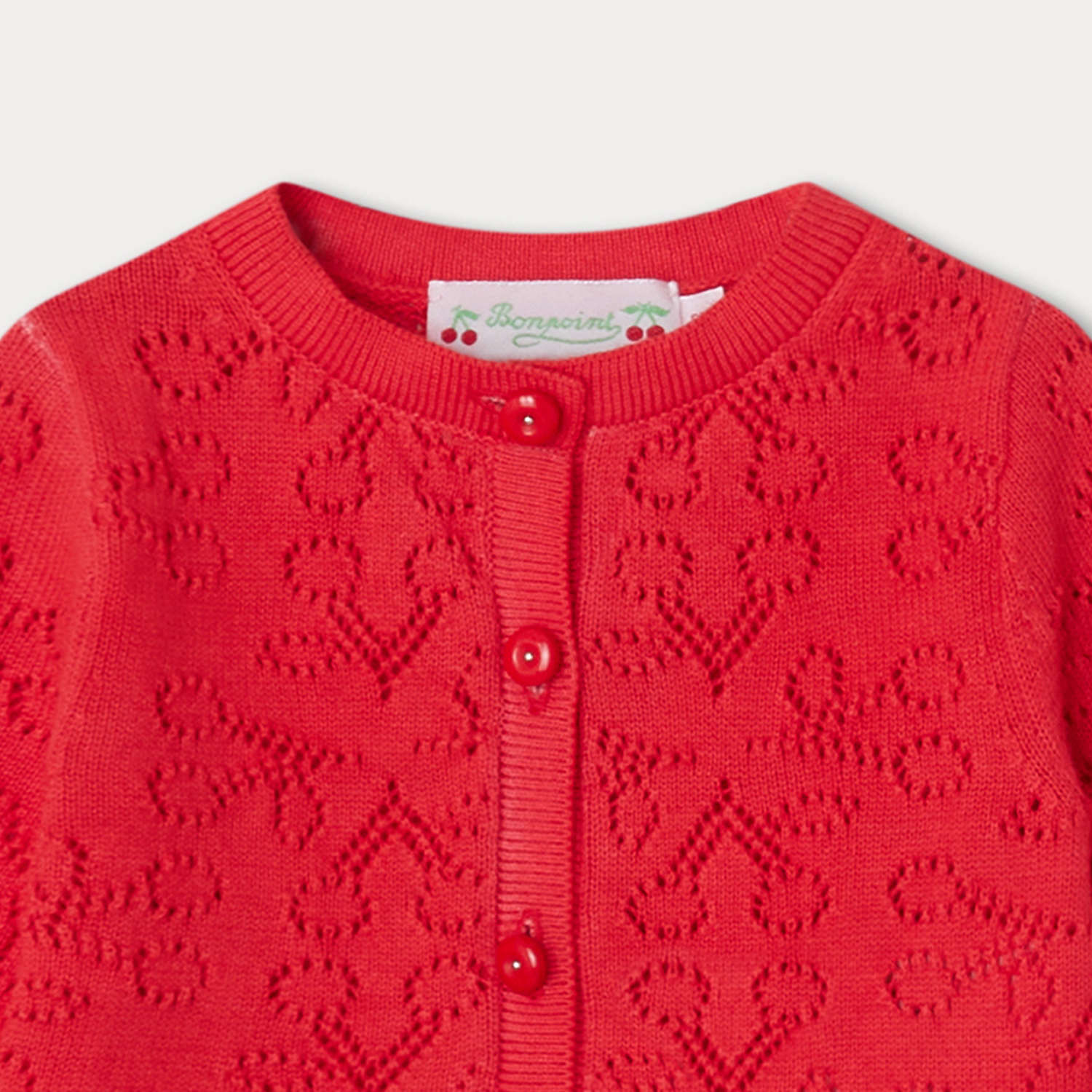 Baby Girls Red Cotton Cardigan