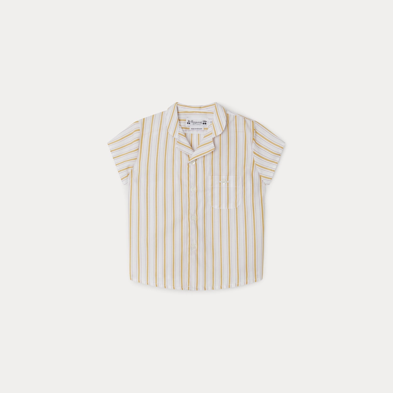 Baby Boys Pea Yellow Stripes Cotton Shirt